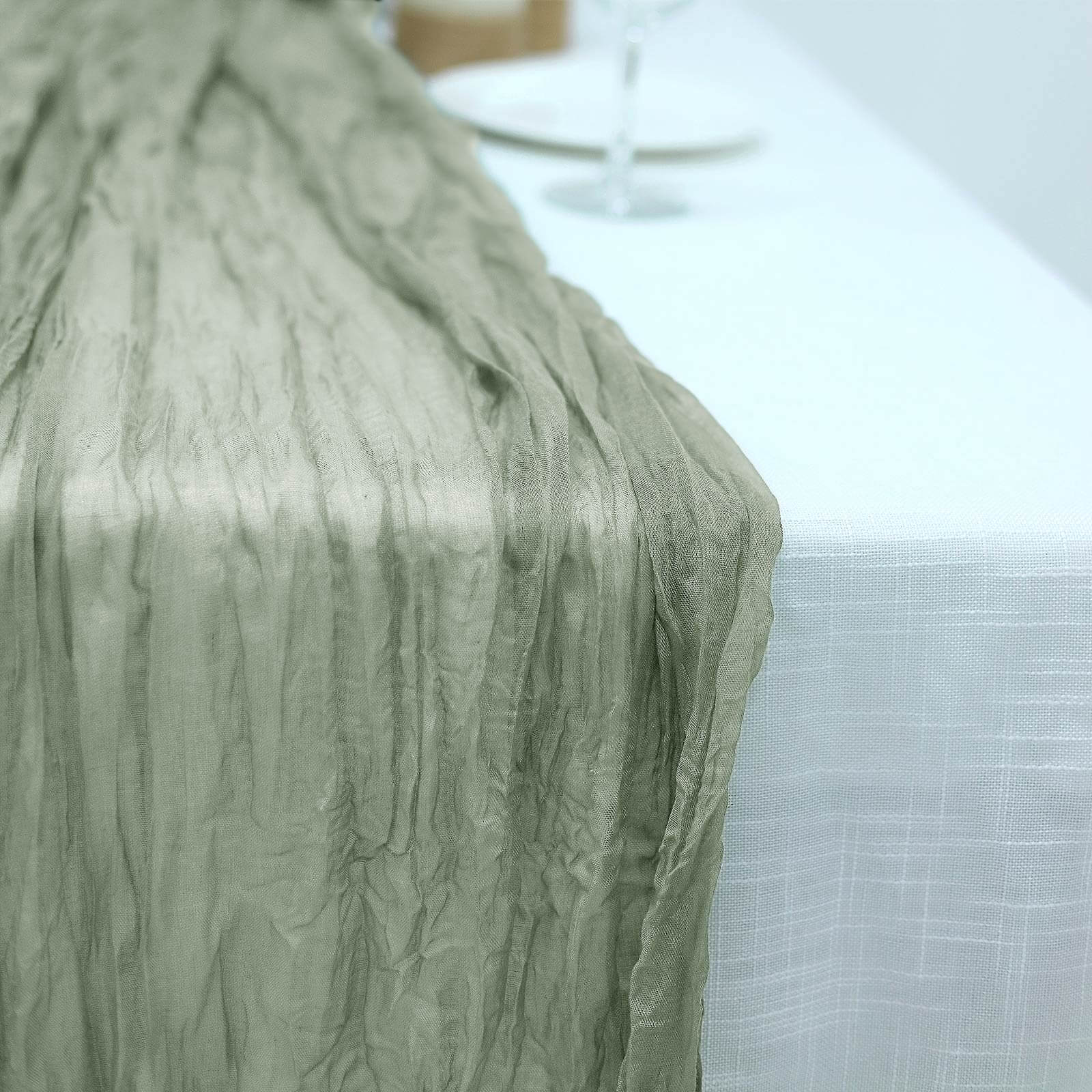 Hot Sale! 10ft Dusty Sage Green Gauze Cheesecloth Table Runner for Rustic Boho Decor