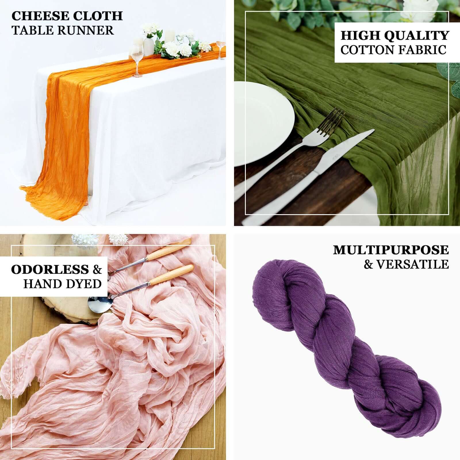 Hot! 10ft Beige Gauze Cheesecloth Table Runner - Rustic Boho Style