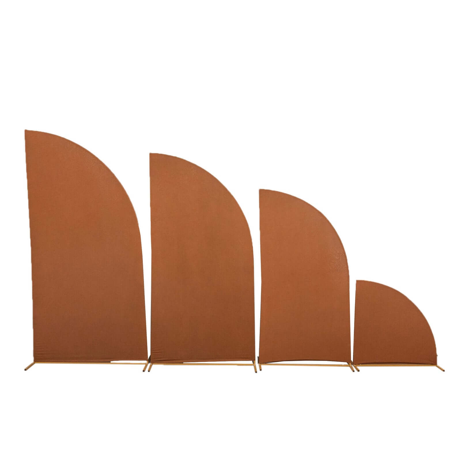 Set of 4 Custom-Fitted Matte Cinnamon Brown Spandex Half Moon Wedding Arch Backdrop Covers in 4 Sizes