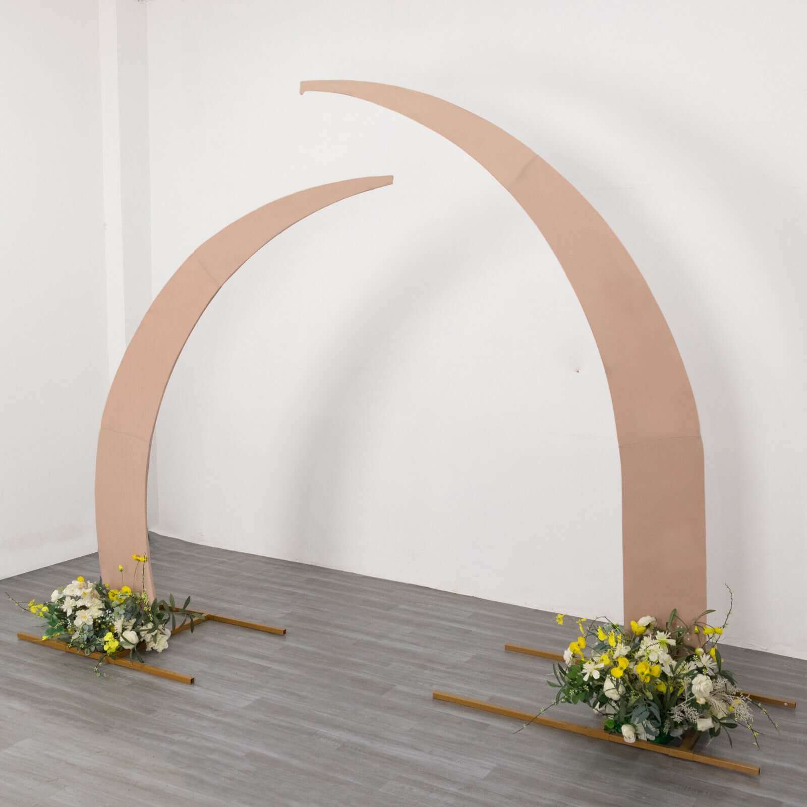Exclusive Set of 2 Nude Spandex Half Crescent Moon Wedding Arch Covers