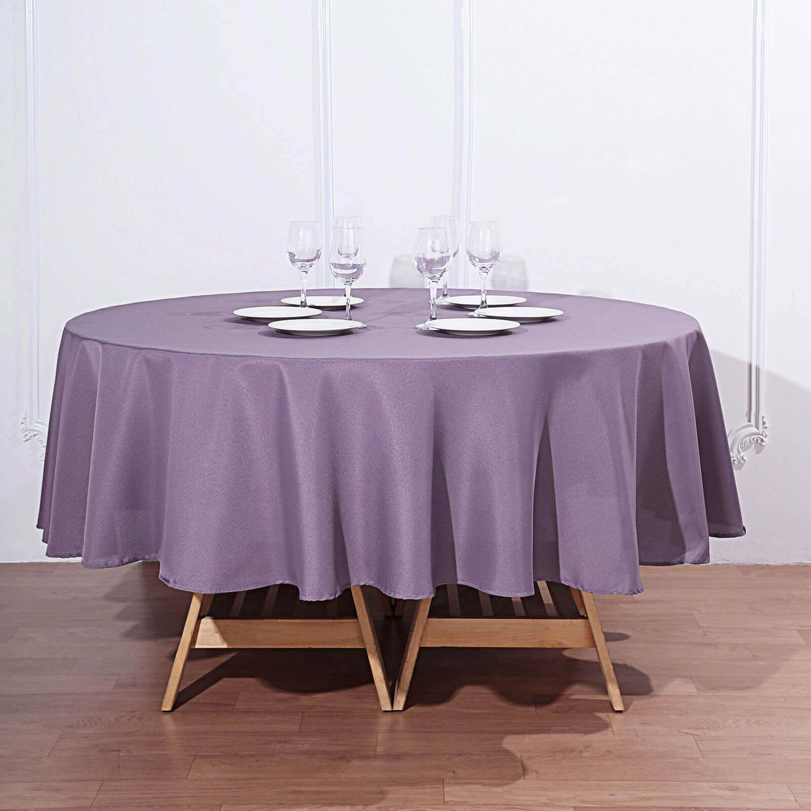 Stain & Wrinkle-Resistant 90' Round Violet Amethyst Polyester Tablecloth