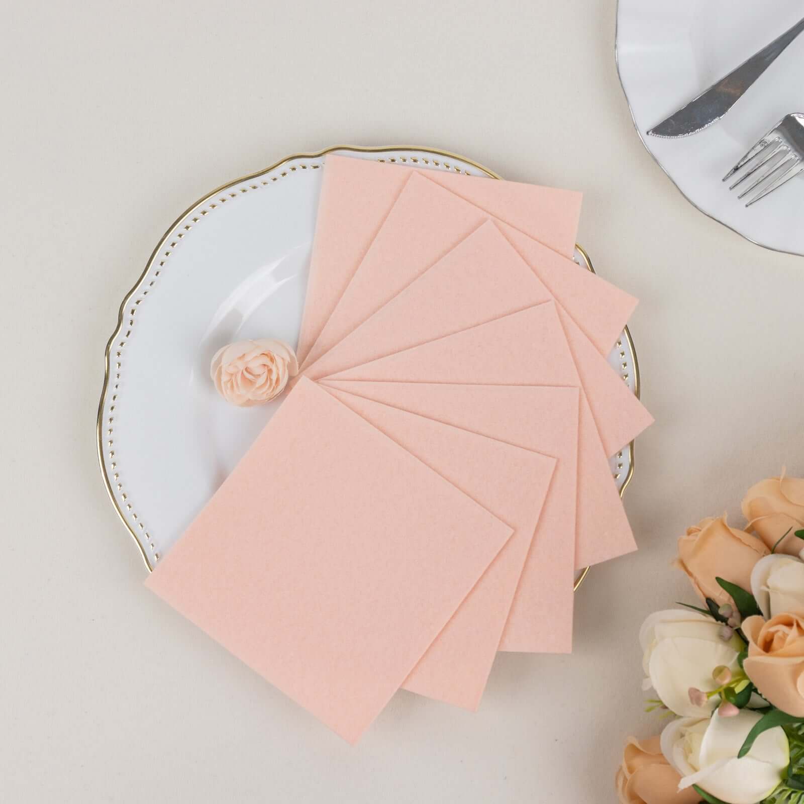 20-Piece Set of Blush 5x5 Airlaid Napkins - Soft, Absorbent & Linen-Like