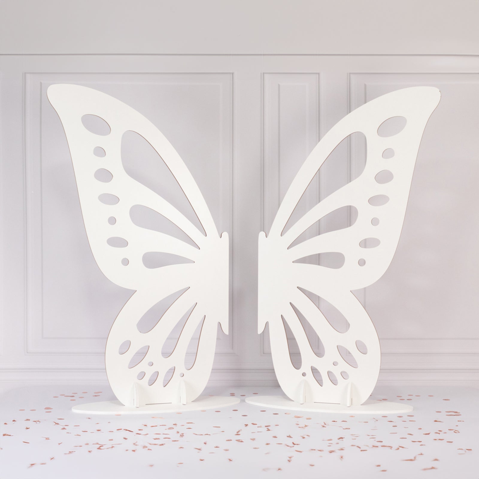 4.5ftx3.5ft White Freestanding Large Wooden Butterfly Wings Backdrop Photo Prop