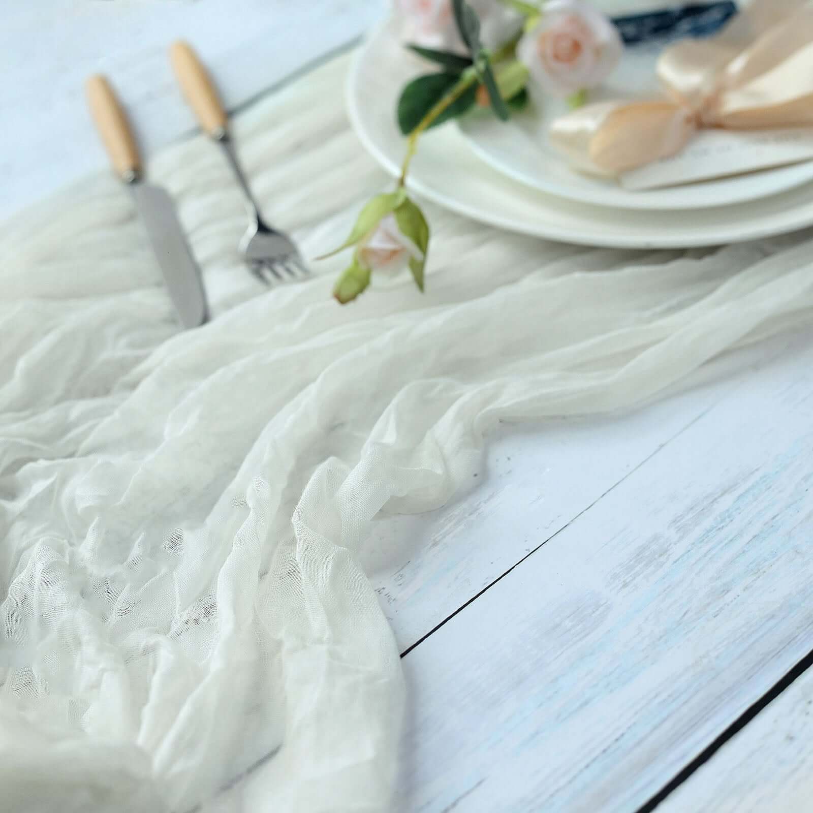 Hot Sale! Ivory Gauze Cheesecloth 10ft Table Runner for Rustic Boho Style Decor