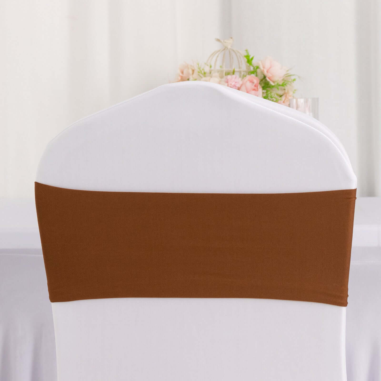 5-Piece Cinnamon Brown Stretch Spandex Heavy-Duty Chair Sashes, 5x12
