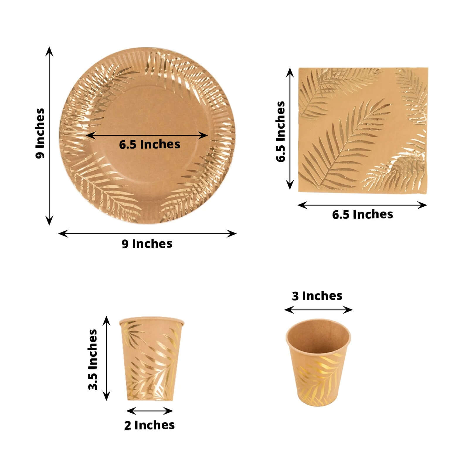 Hot Deal! 72-Piece Disposable Paper Dinnerware Set with Gold Foil Palm Leaves Print