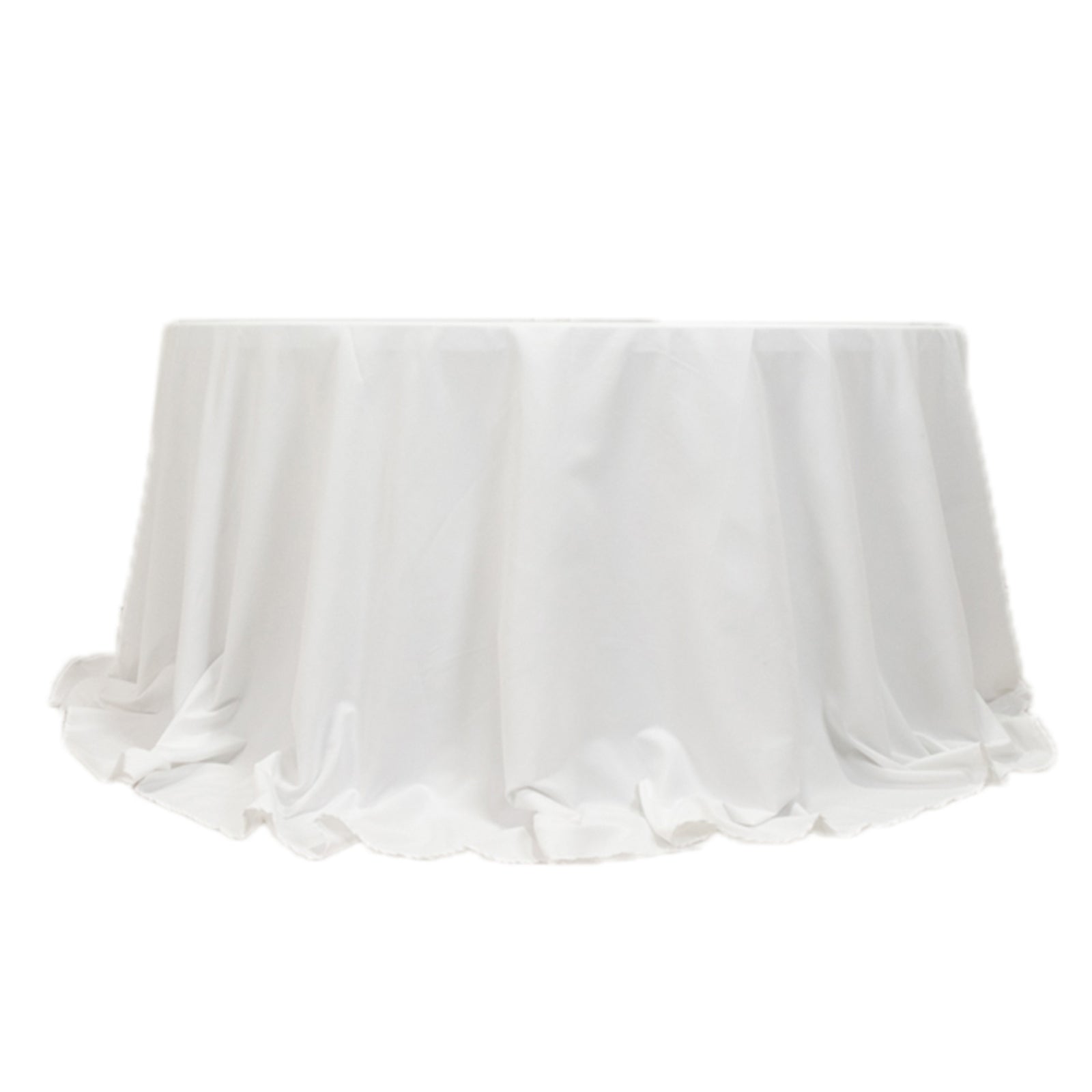 Premium Cotton Blend White 132" Round Tablecloth - Wrinkle-Free for Formal Events