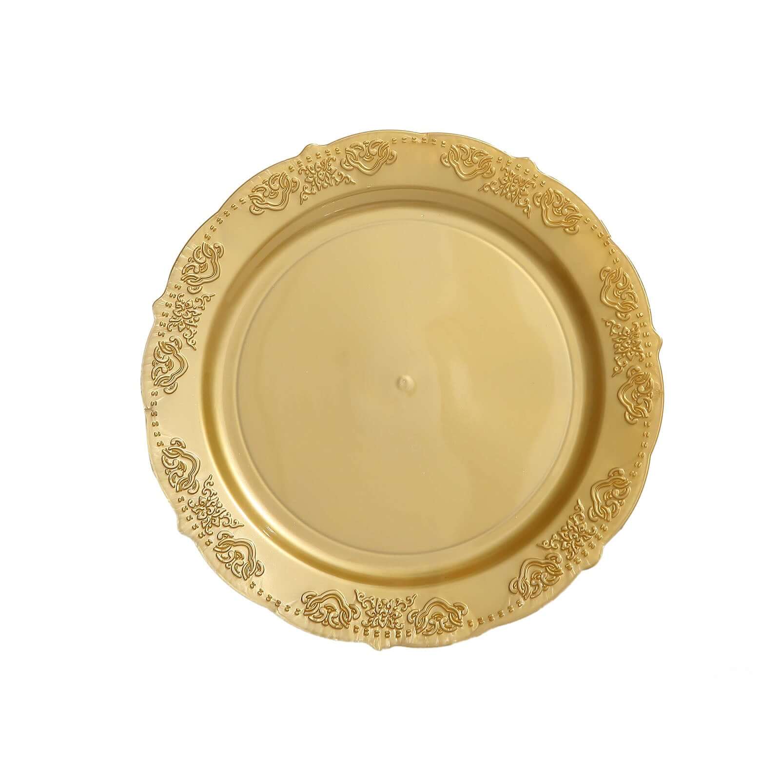 Hot Deal! 10-Pack Gold Embossed Scalloped Edge Plastic Round 7.5