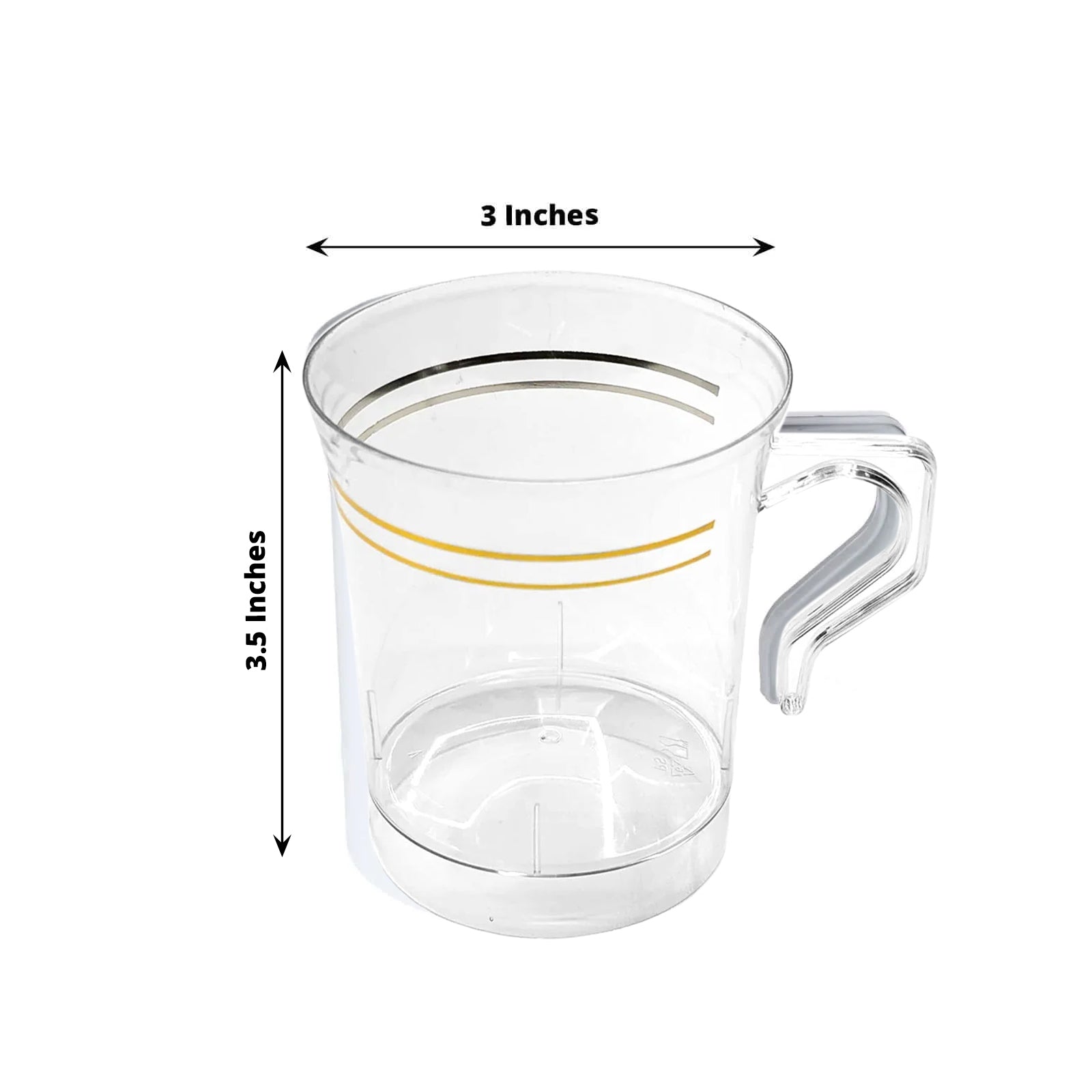 8-Pack Disposable 8oz Clear Plastic Coffee Mugs with Gold Stripes - Ideal for Events