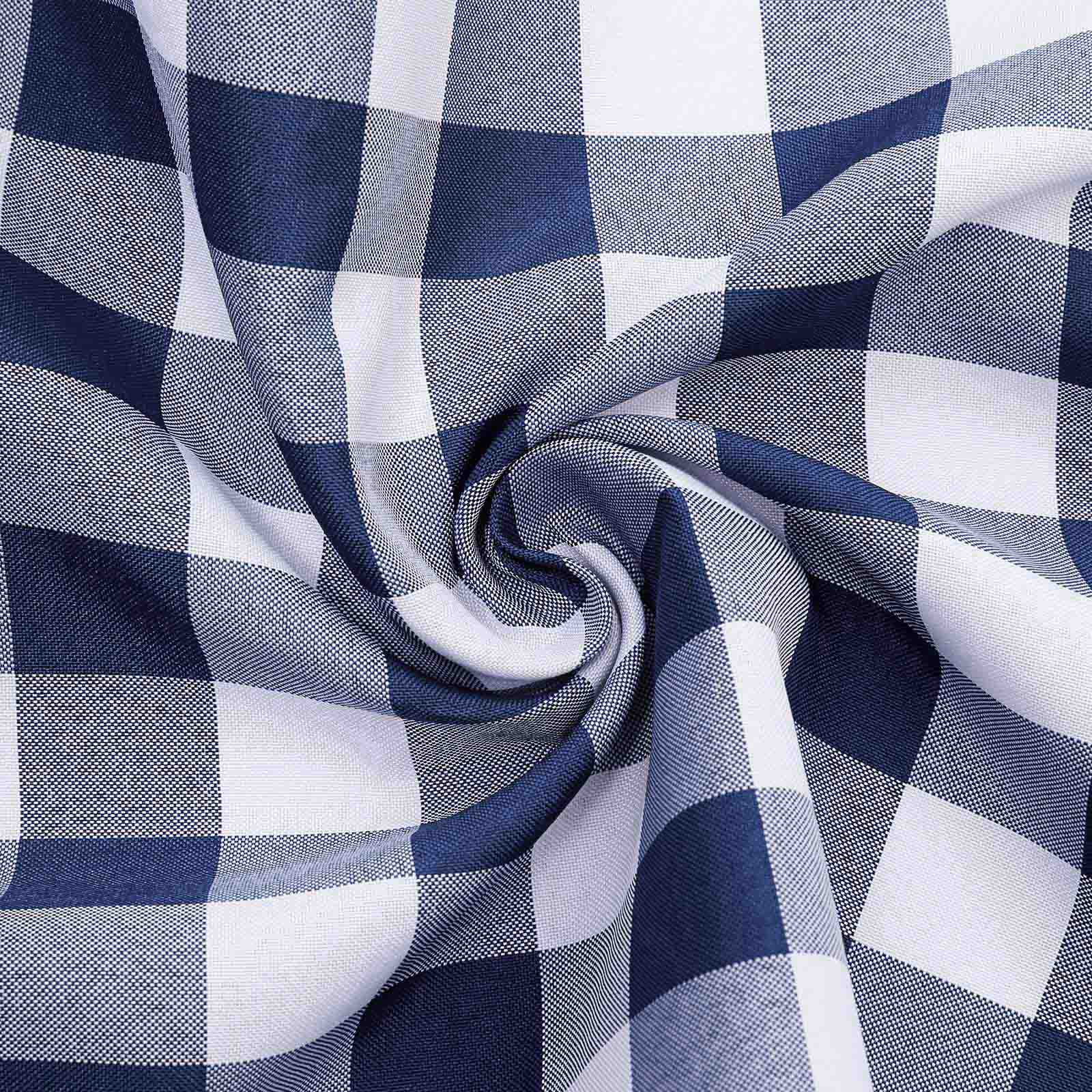 Get 5-Pack Durable & Reusable Navy Blue/White Buffalo Plaid Polyester Chair Sashes