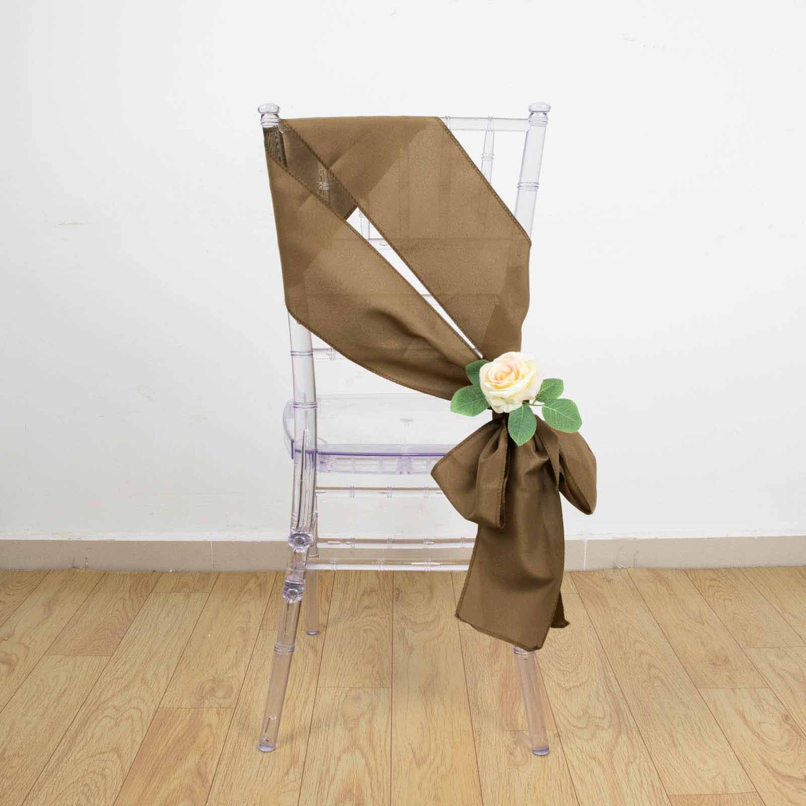 Hot Sale! 5-Piece Set of Taupe Polyester Chair Sashes, 6x108 Inches