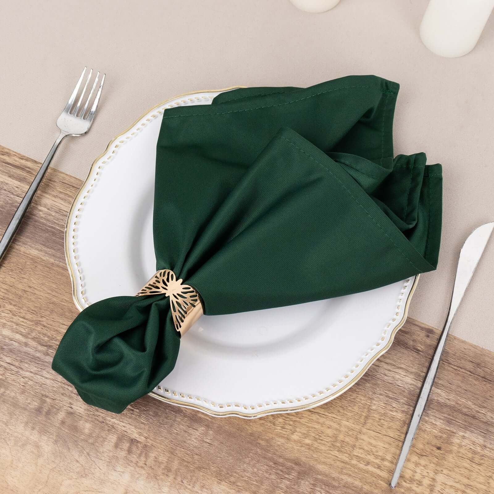 Premium 5-Pack 20x20 Scuba Dinner Napkins in Hunter Emerald Green - Durable, Reusable & Stain-Free