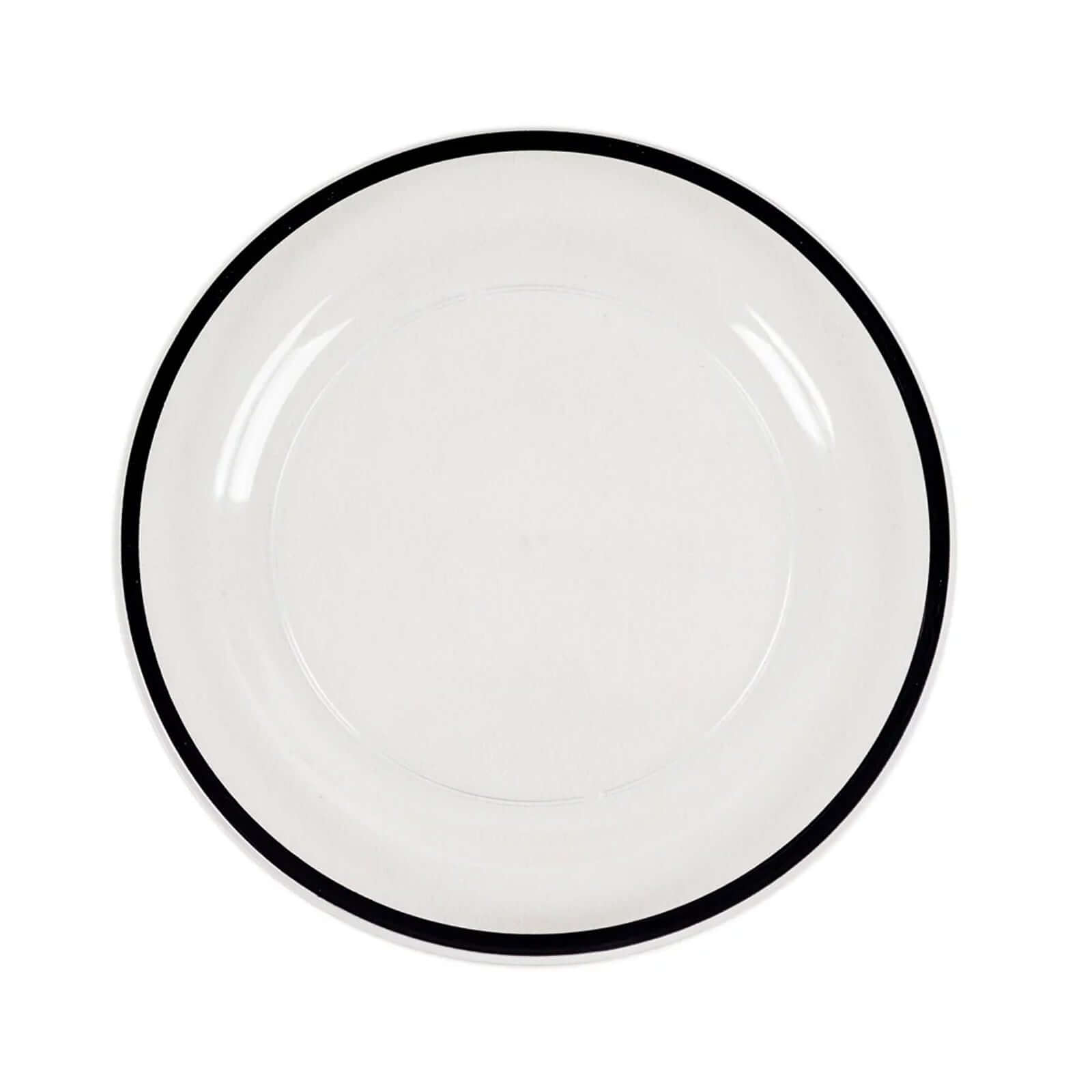 10-Pack Disposable Clear Plastic Salad Plates with Black Rim - Ideal for Banquets and Special Occasions