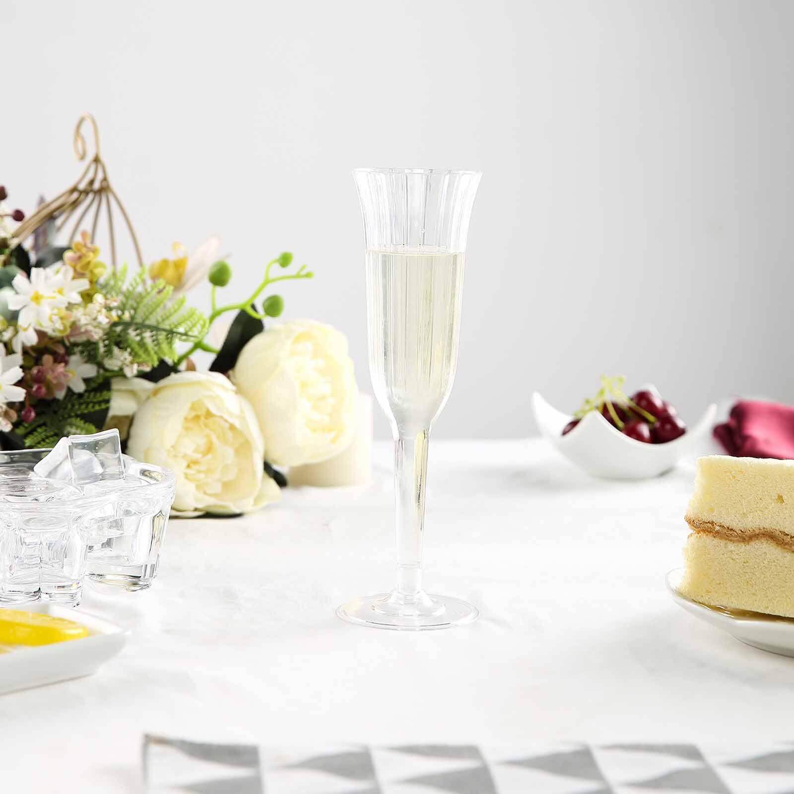 12-Pack Disposable 6oz Clear Flared Plastic Champagne Flutes - Ideal for Special Occasions
