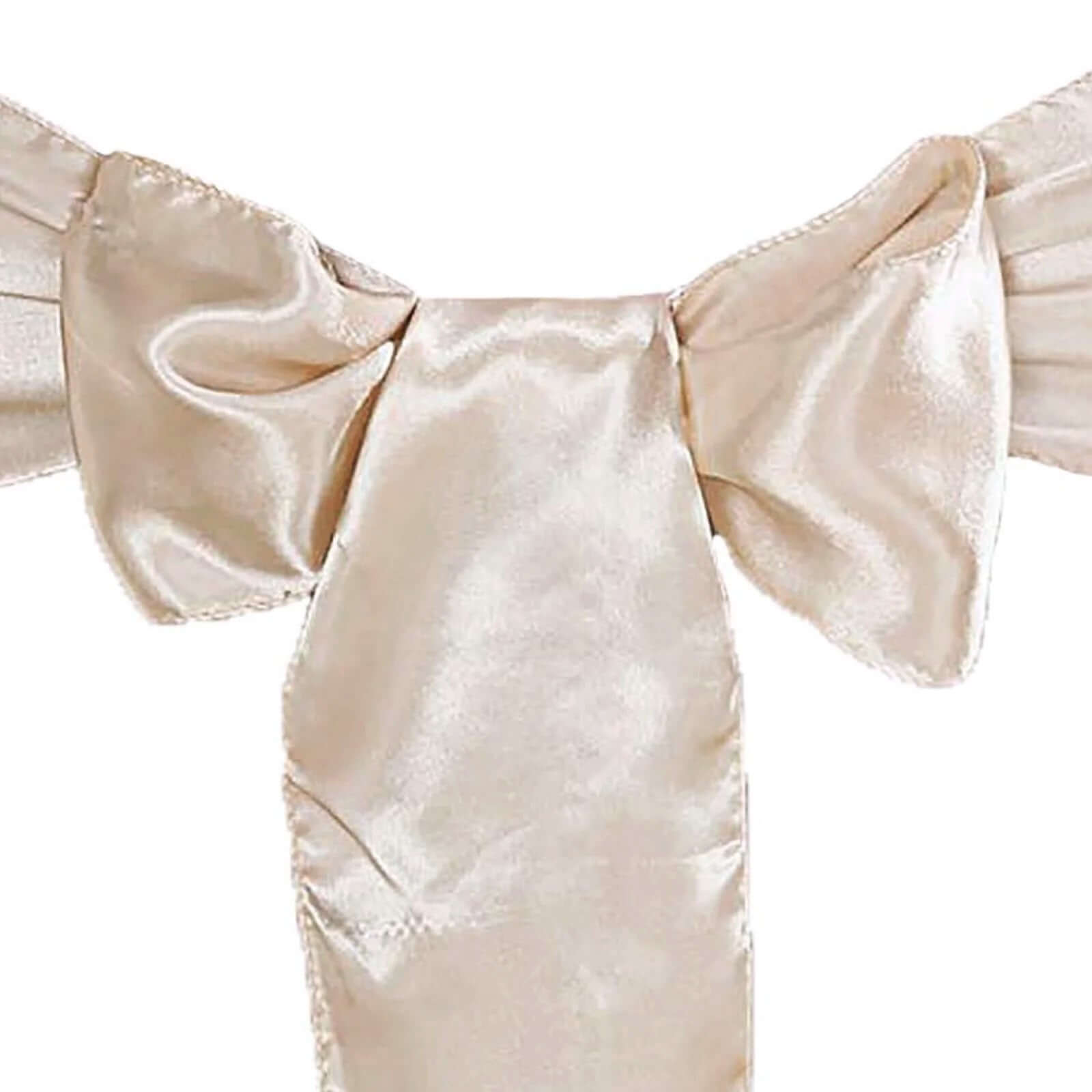 Hot Sale! 5-Piece Set of Beige Satin Chair Sashes with Shiny Finish, 6x106 Inches