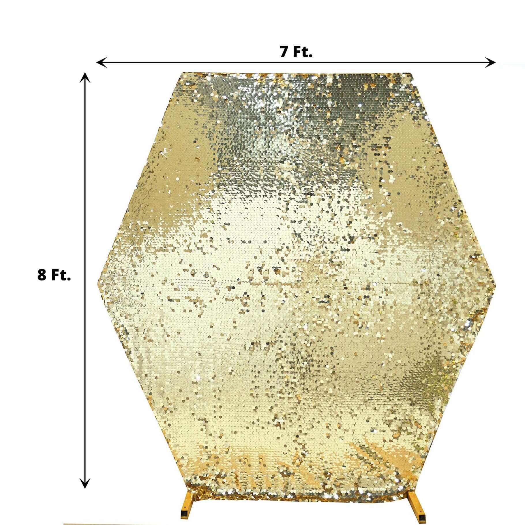 Champagne 8ft x 7ft Sparkly Payette Sequin Hexagon Backdrop Stand Cover
