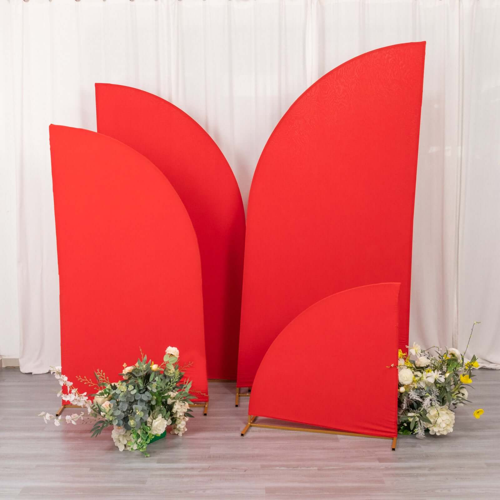 Custom-Fit Matte Red Spandex Half Moon Wedding Arch Covers Set of 4 - 2.5ft to 7ft Sizes