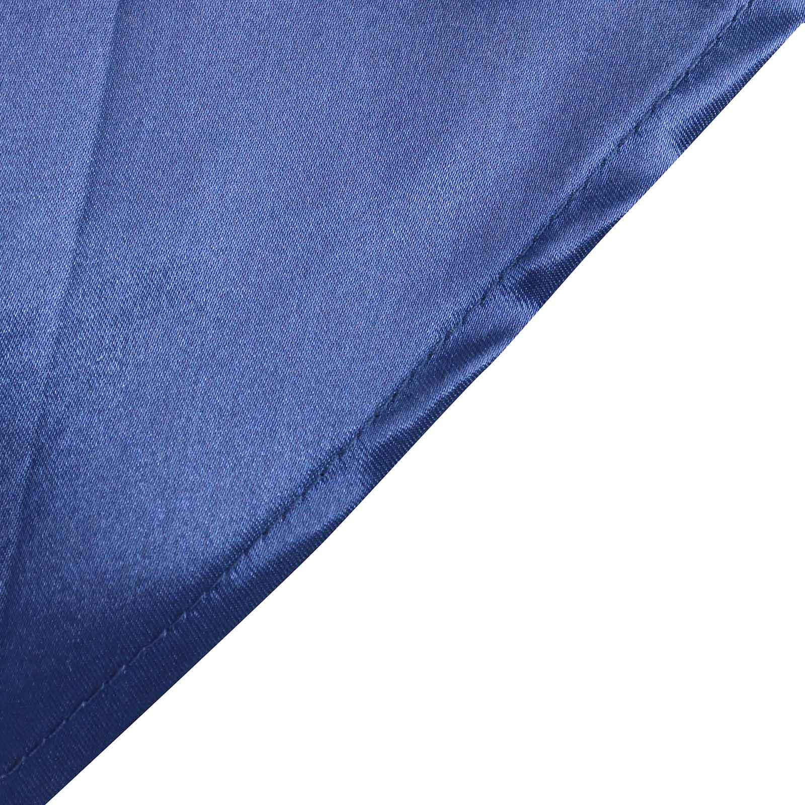 Stylish Navy Blue Satin 132-Inch Round Tablecloth - Ideal for Special Occasions