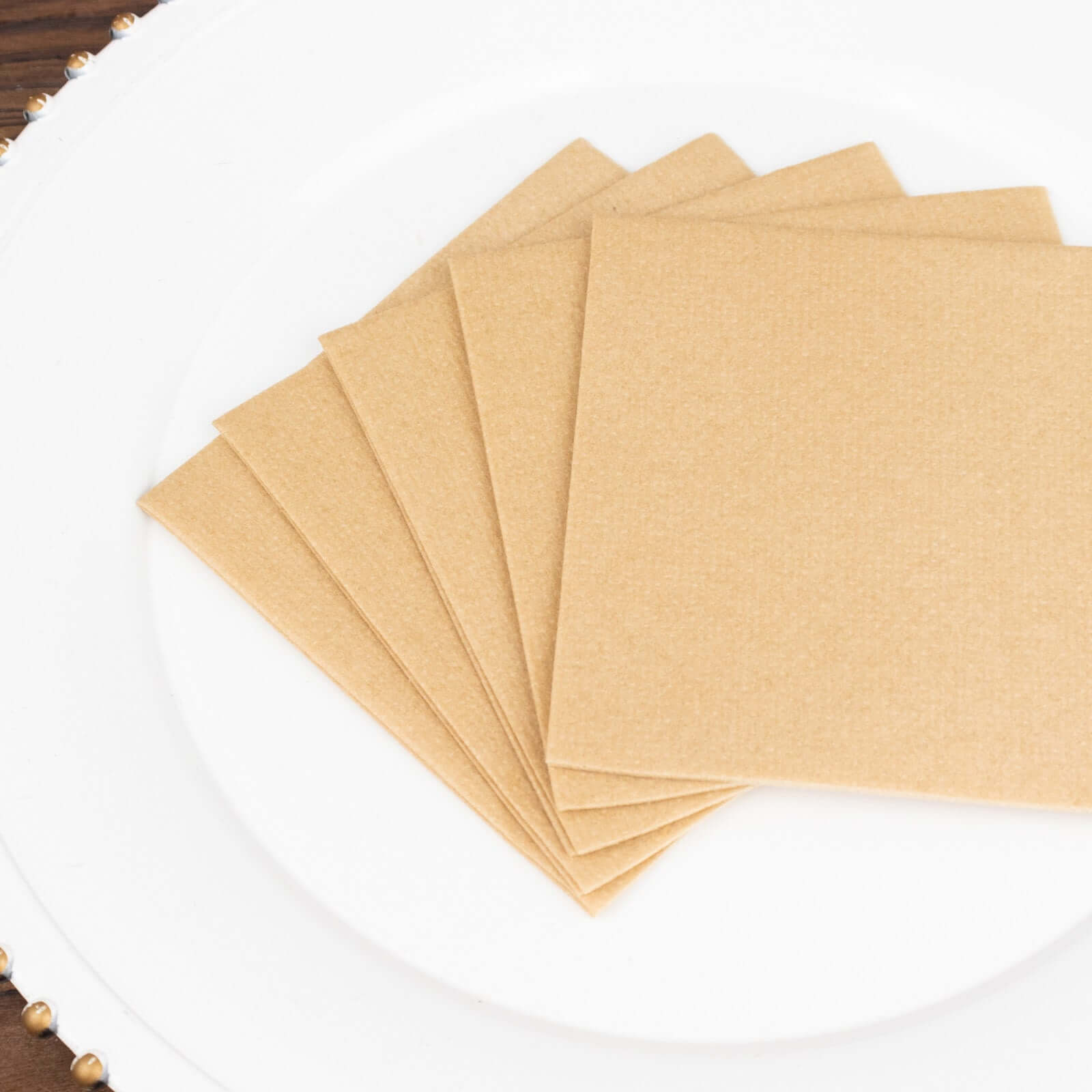 20-Pack 5x5 Natural Linen-Like Airlaid Napkins - Super Absorbent