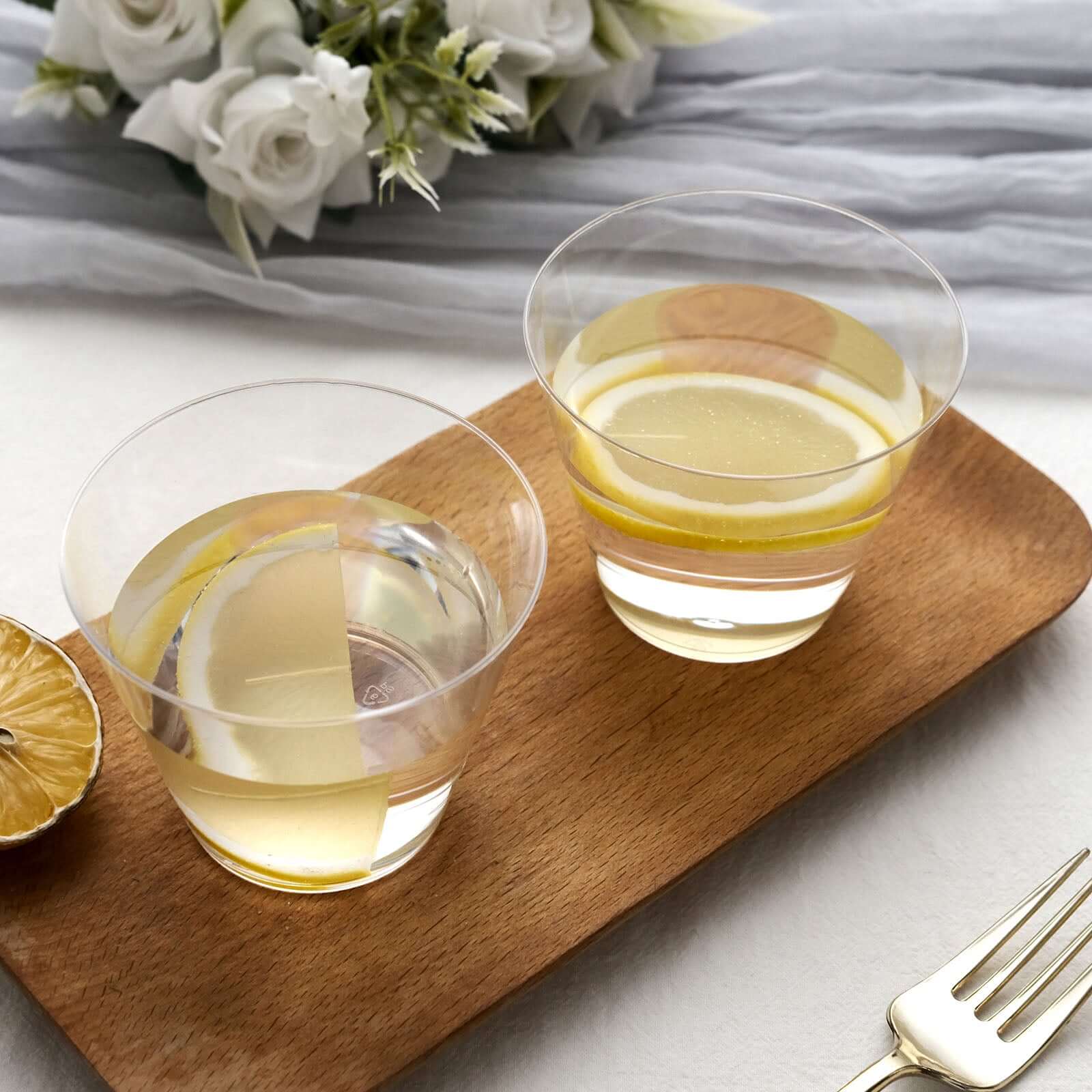 25-Piece Set of 9oz Clear Hard Plastic Disposable Party Tumblers