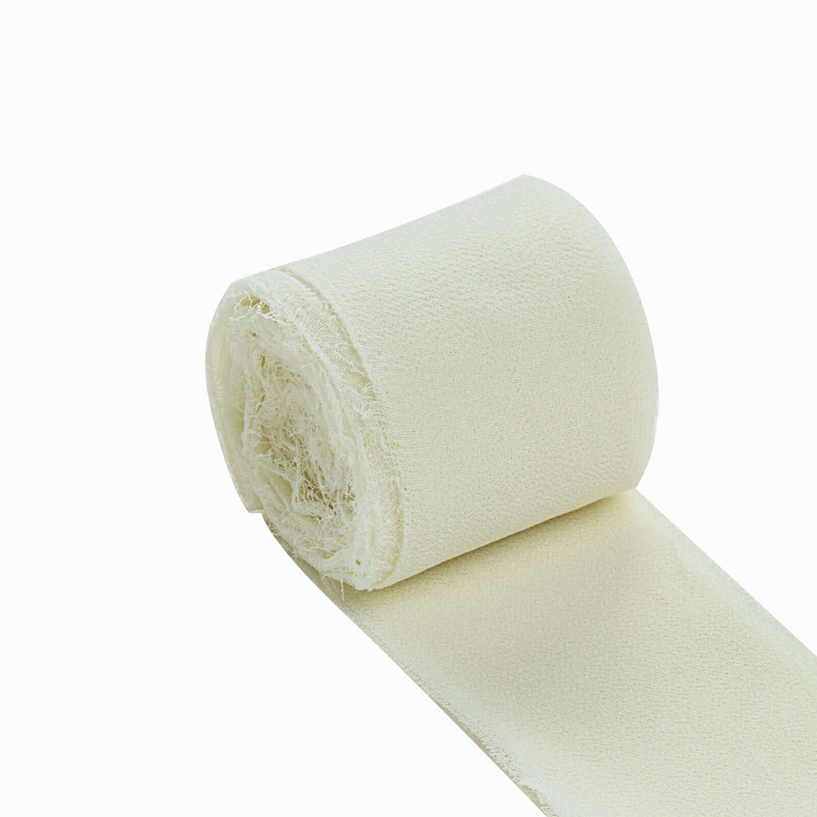 2-Pack Special Offer! 6-Yard Ivory Silk-Like Chiffon Linen Ribbon Rolls for Bouquets, Gifts, and Weddings