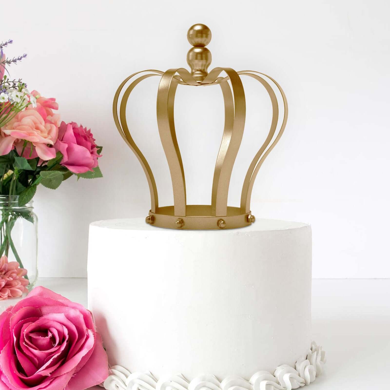 Gold Metal Royal Crown Cake Topper - Ideal for Themed Weddings and Events