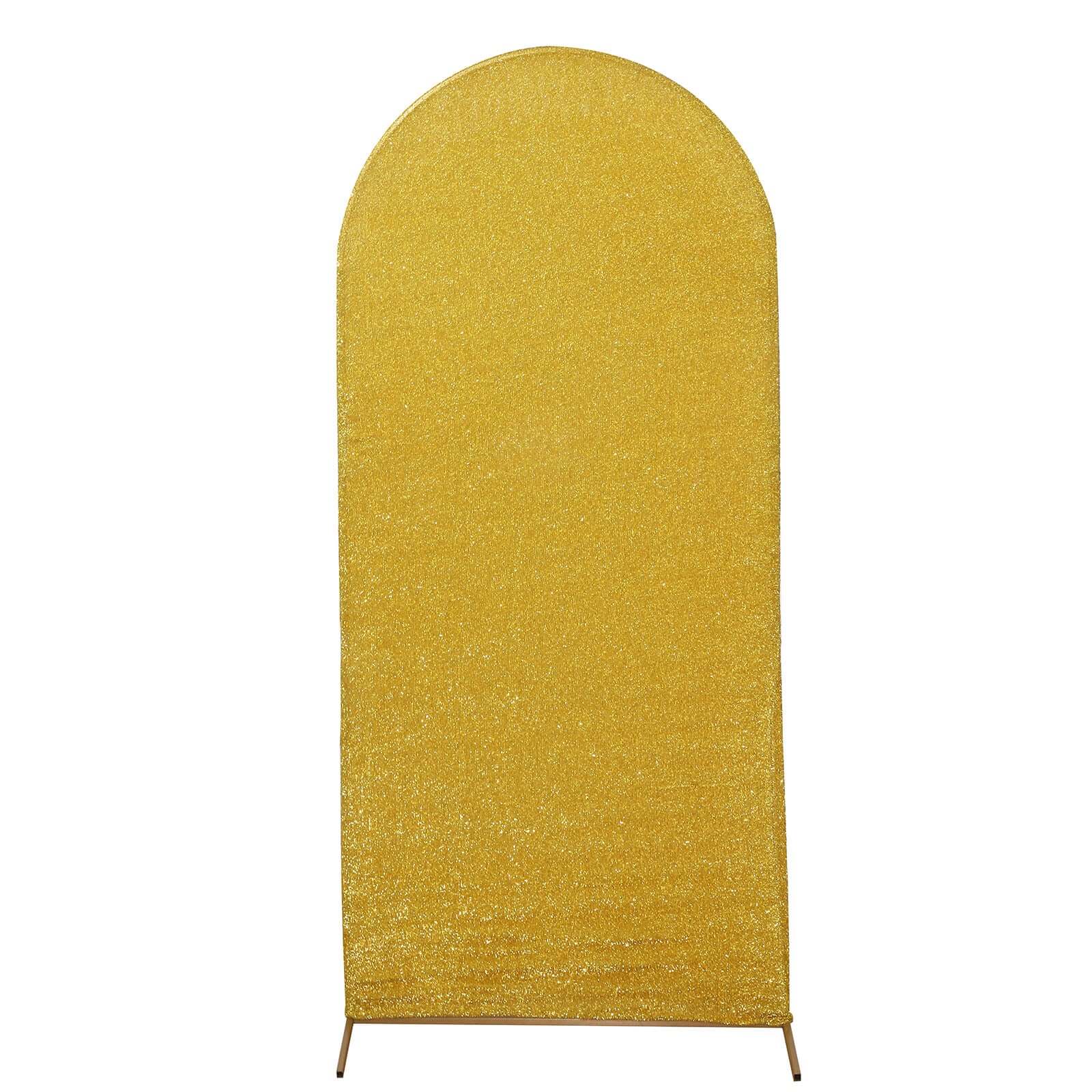 6ft Gold Shimmer Tinsel Spandex Cover for Round Top Wedding Arch - Ideal Choice!