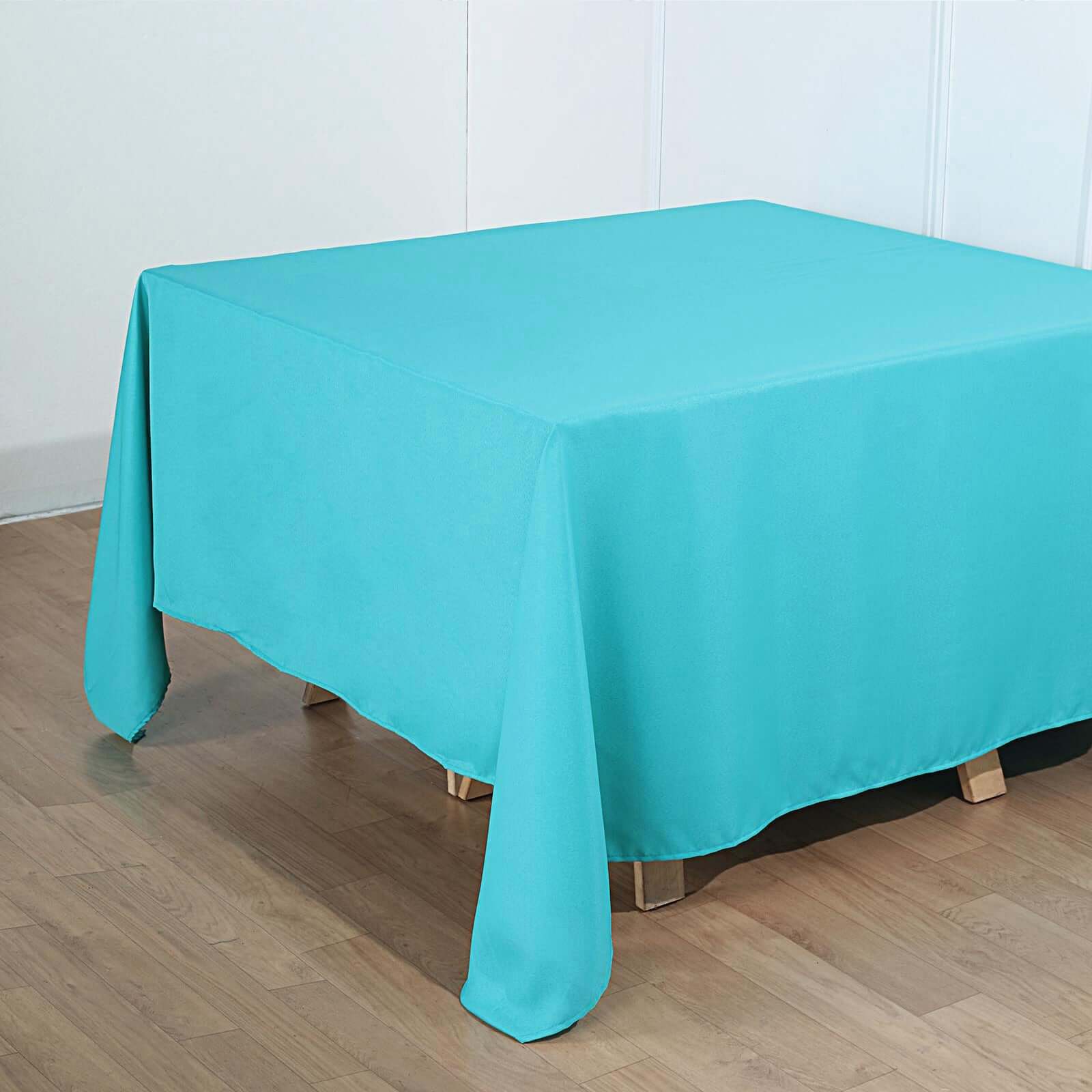 Premium Turquoise 90x90 Square Polyester Tablecloth - Wrinkle-Free & Durable for Multiple Occasions