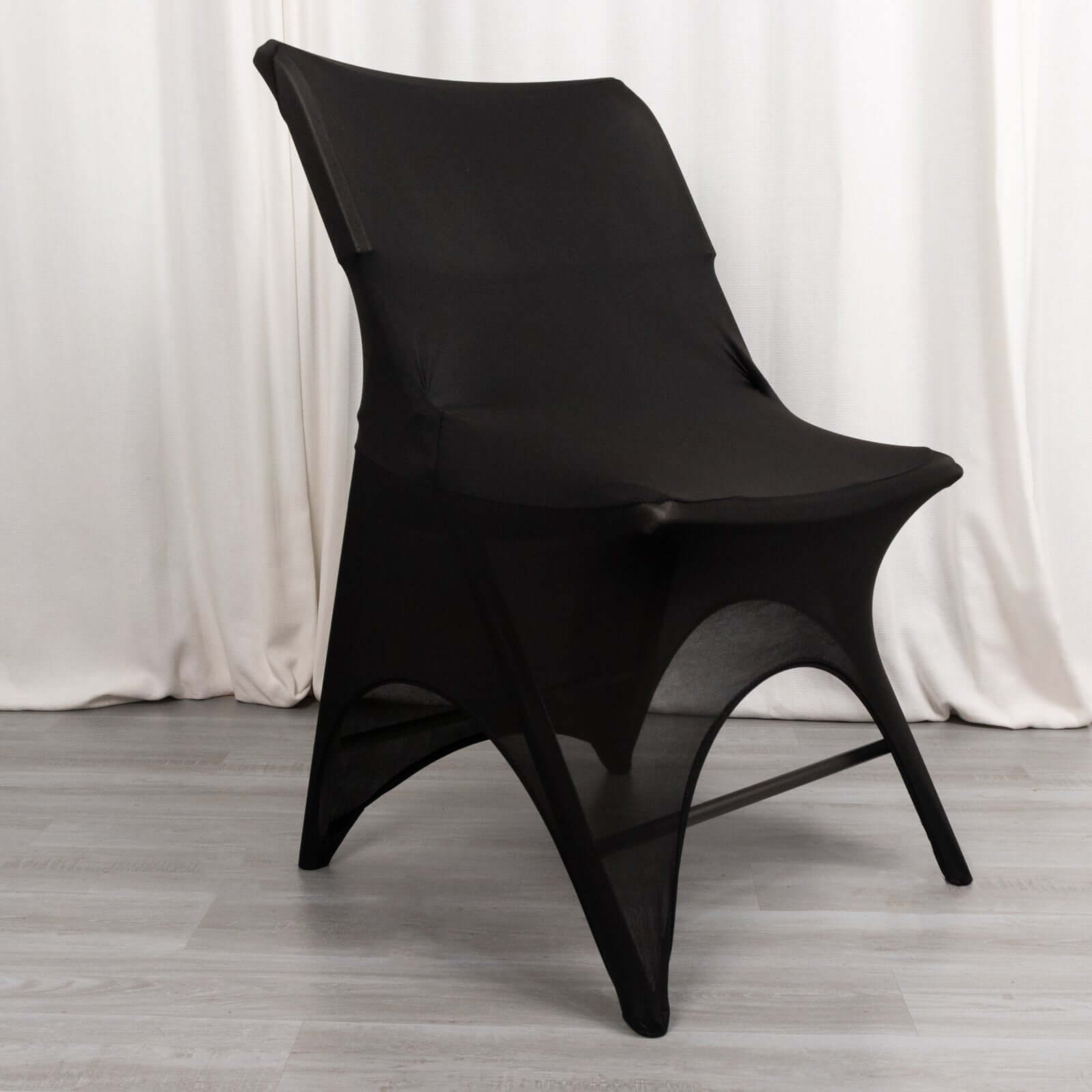 Black Premium Stretch Spandex Slipcover for Folding Chairs - 3-Way Open Arch, 160GSM with Reinforced Foot Pockets