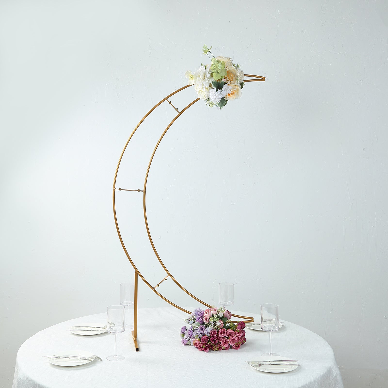 4ft Gold Metal Half Crescent Moon Wedding Arbor - Ideal Table Top Centerpiece