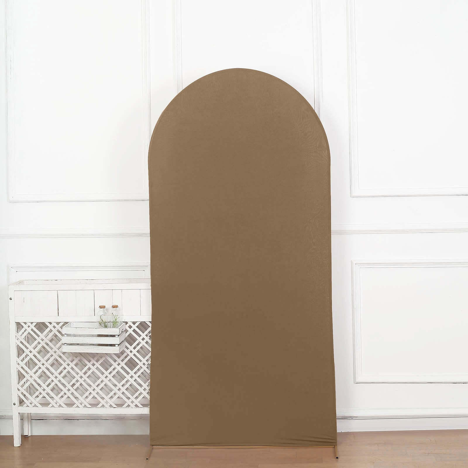 Hot Sale! 7ft Matte Taupe Spandex Fitted Cover for Round Top Wedding Arch Backdrop Stand