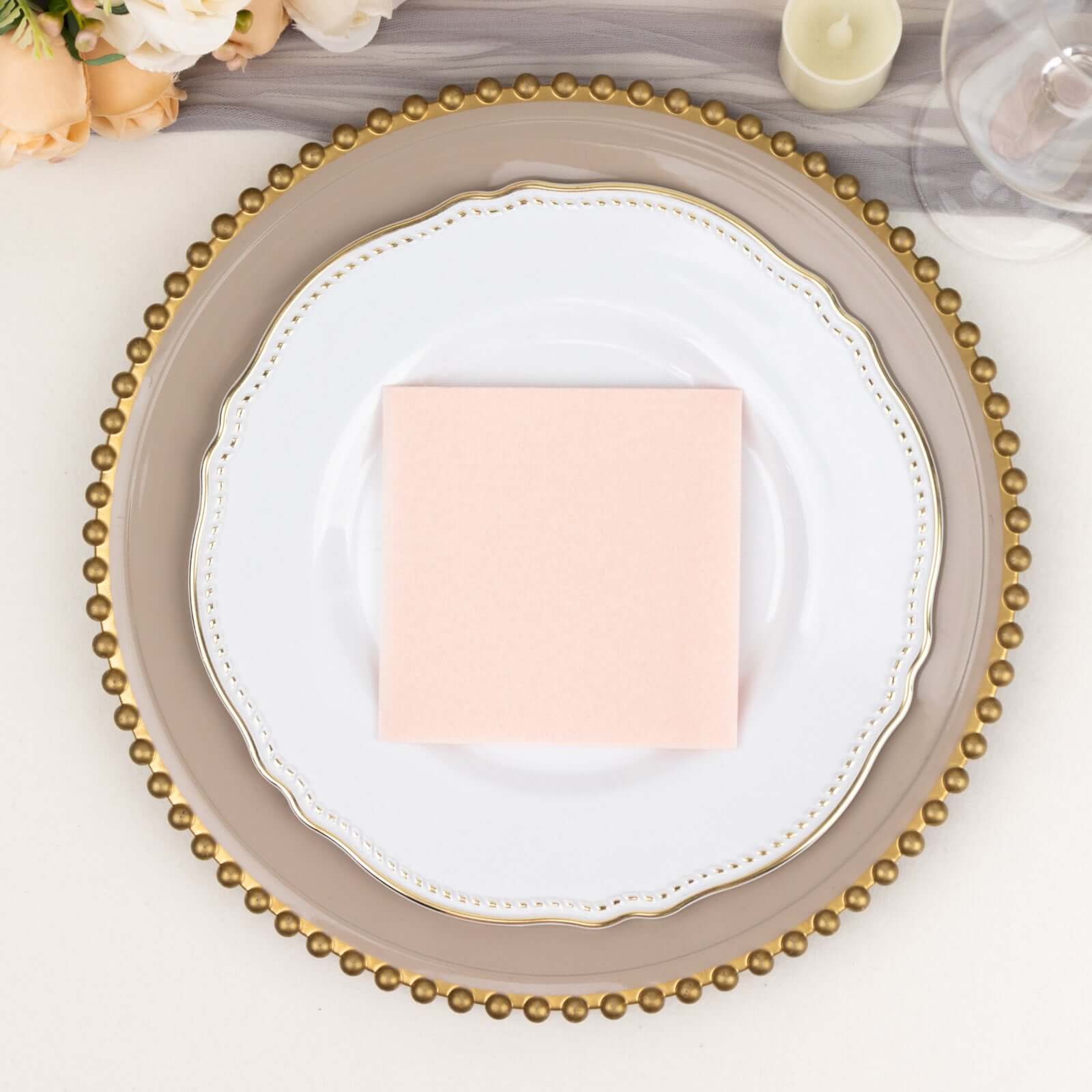 20-Piece Set of Blush 5x5 Airlaid Napkins - Soft, Absorbent & Linen-Like