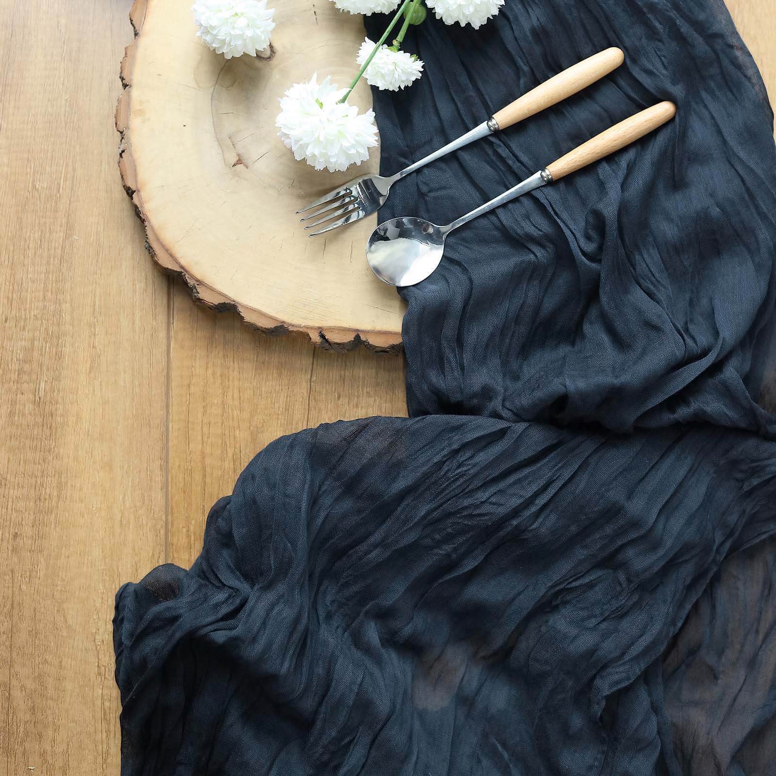 Navy Blue 10ft Gauze Cheesecloth Table Runner - Rustic Boho Charm