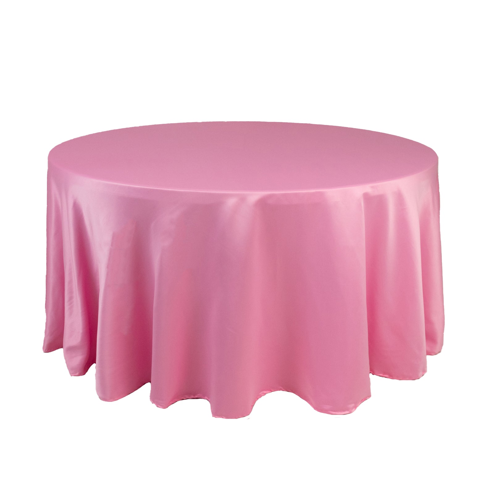 Pink 120-Inch Seamless Lamour Satin Round Tablecloth with Soft Sheen