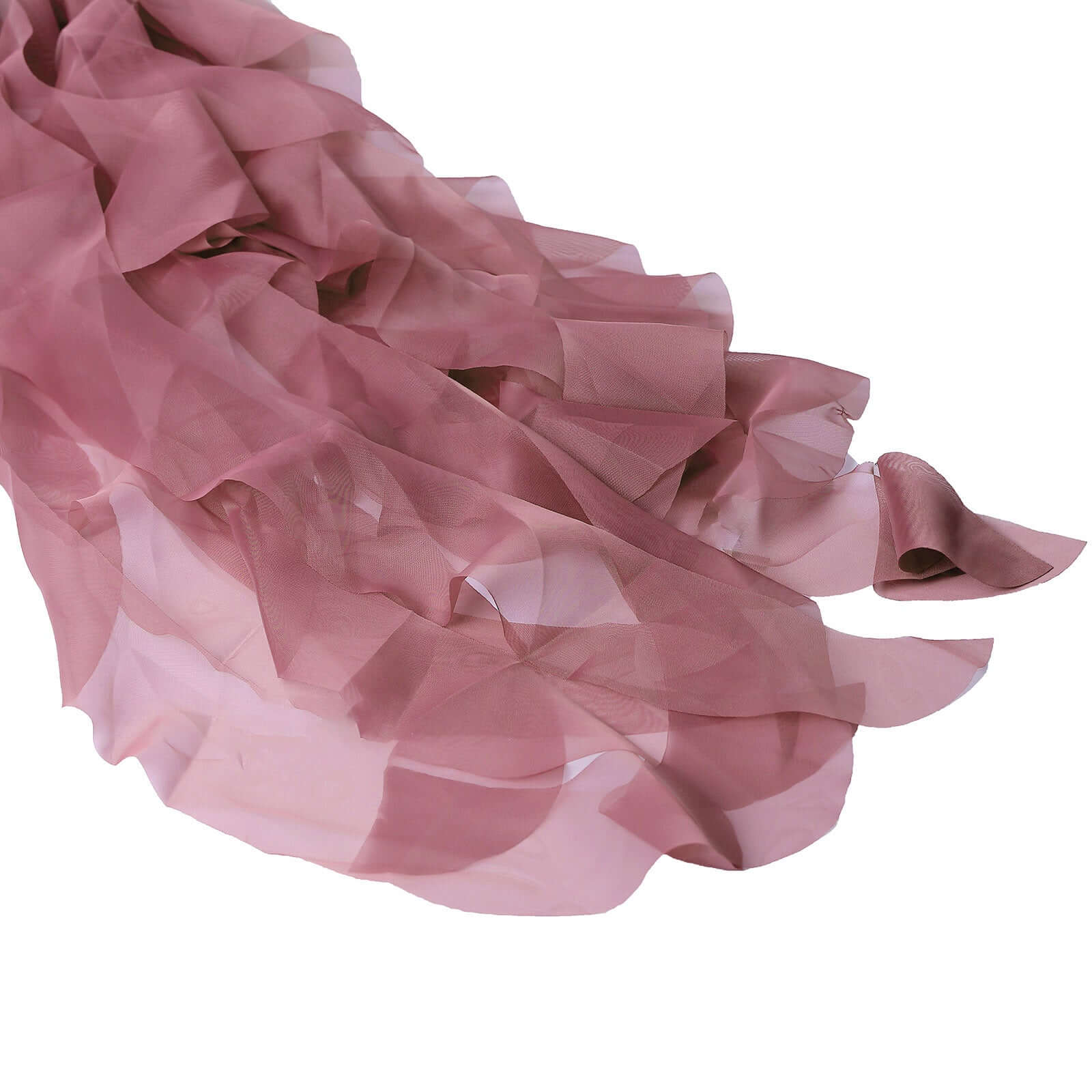 Stylish Mauve Cinnamon Rose Chiffon Chair Sashes Set with Willow Ruffles Design