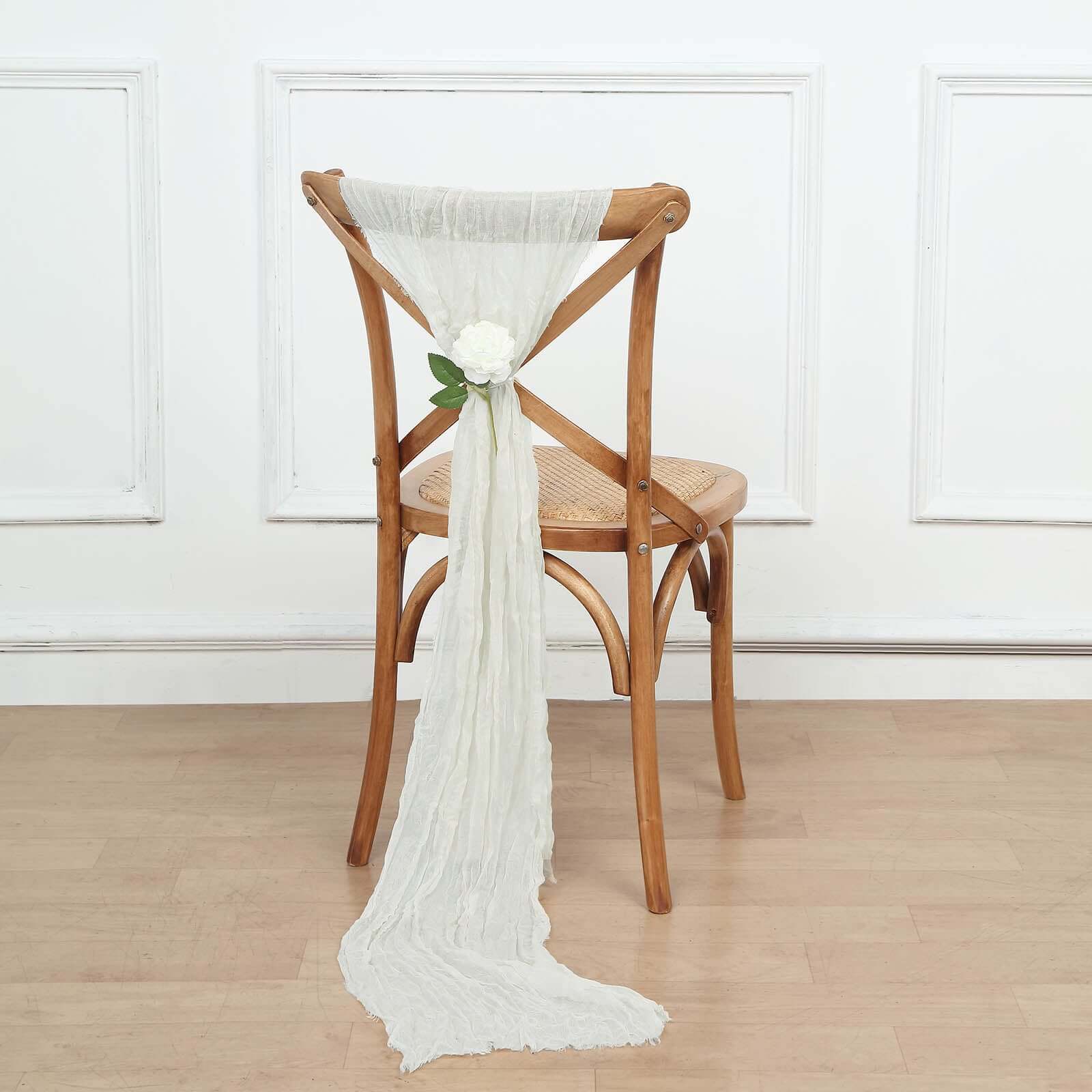 Special Offer! 5-Piece Ivory Cheesecloth Gauze Chair Sashes for Boho Weddings & Gatherings
