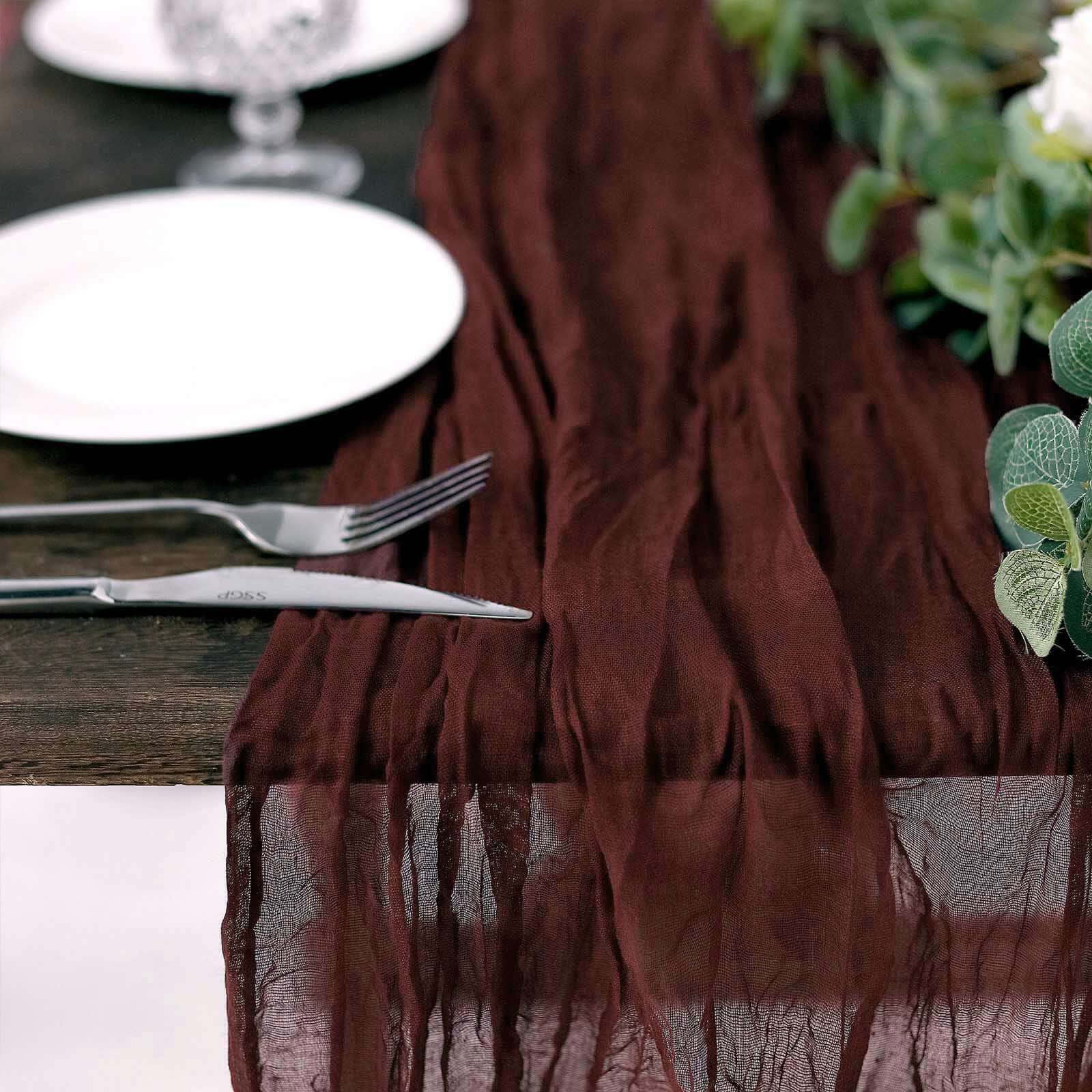 Hot Sale! 10ft Burgundy Gauze Cheesecloth Table Runner - Rustic Boho Style