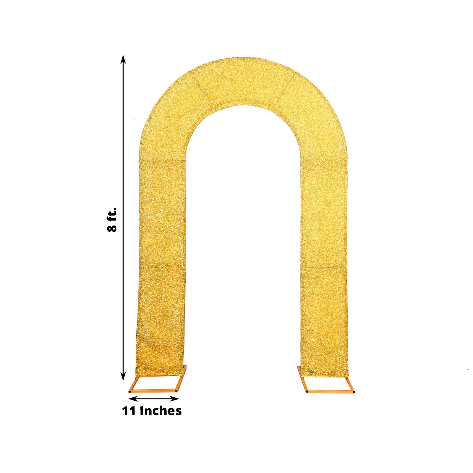8ft Double-Sided Gold Shimmer Tinsel Spandex U-Shaped Wedding Arch Slipcover