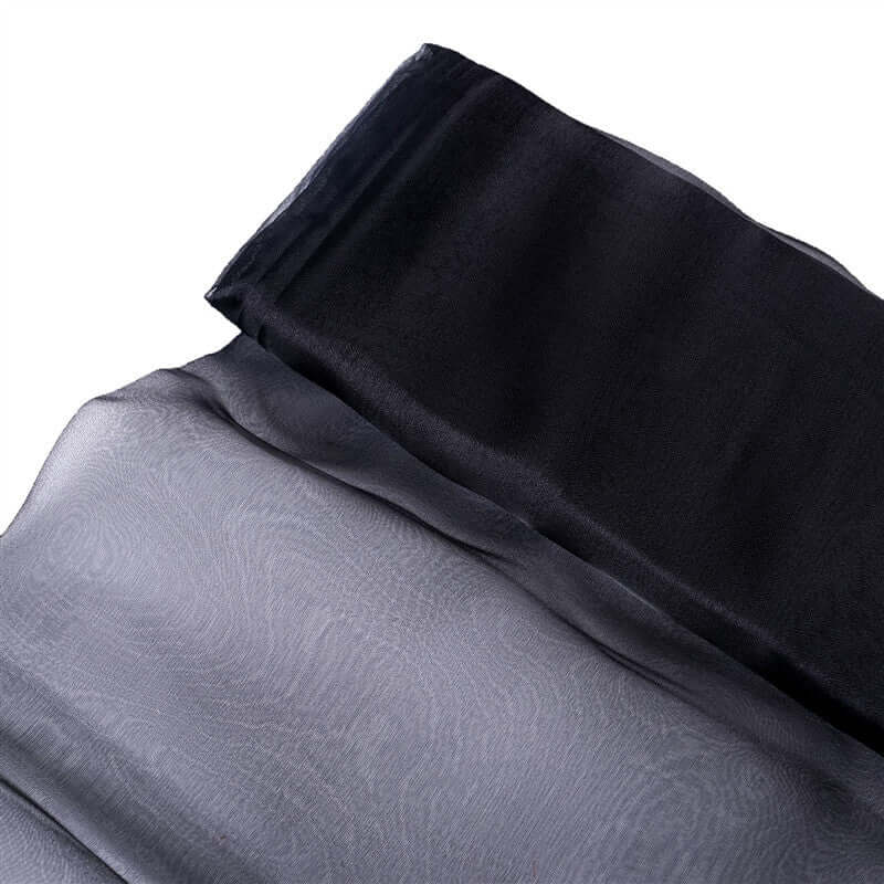 10yd Black High - Quality Sheer Chiffon Fabric Bolt for DIY Drapery