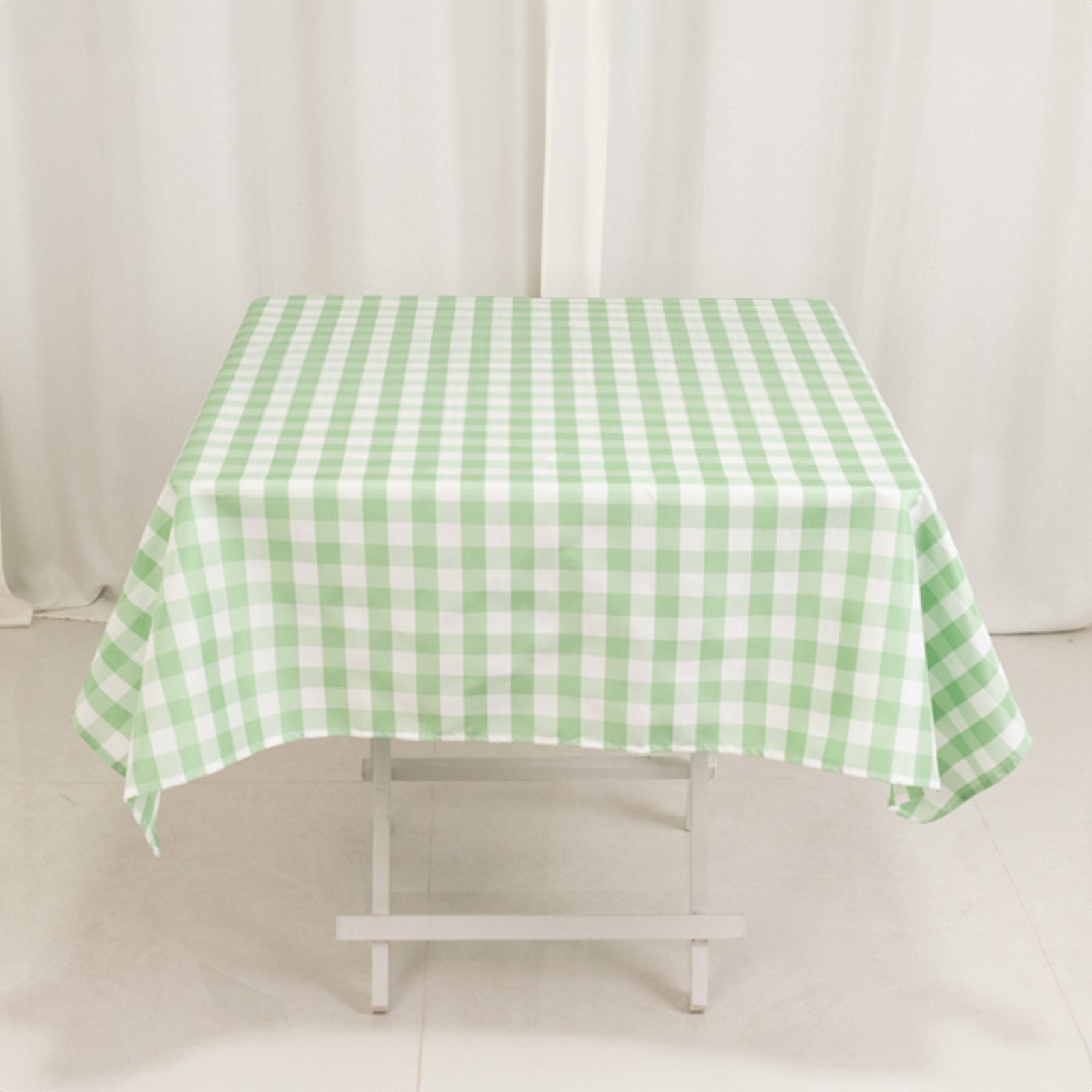 Get This Stylish 54x54 Polyester Square Tablecloth in White/Sage Green - Buffalo Plaid for Casual Tables