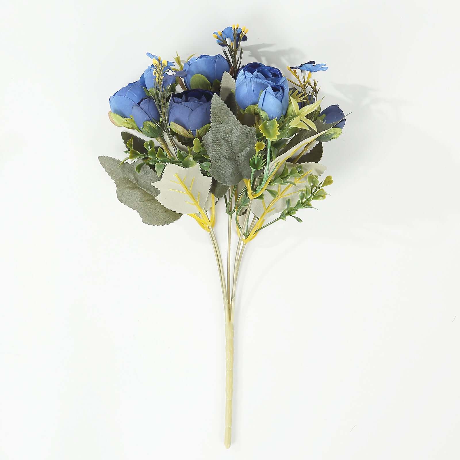 4-Pack Navy Blue Artificial Ranunculus Silk Flower Bouquets for Bridal and Decor