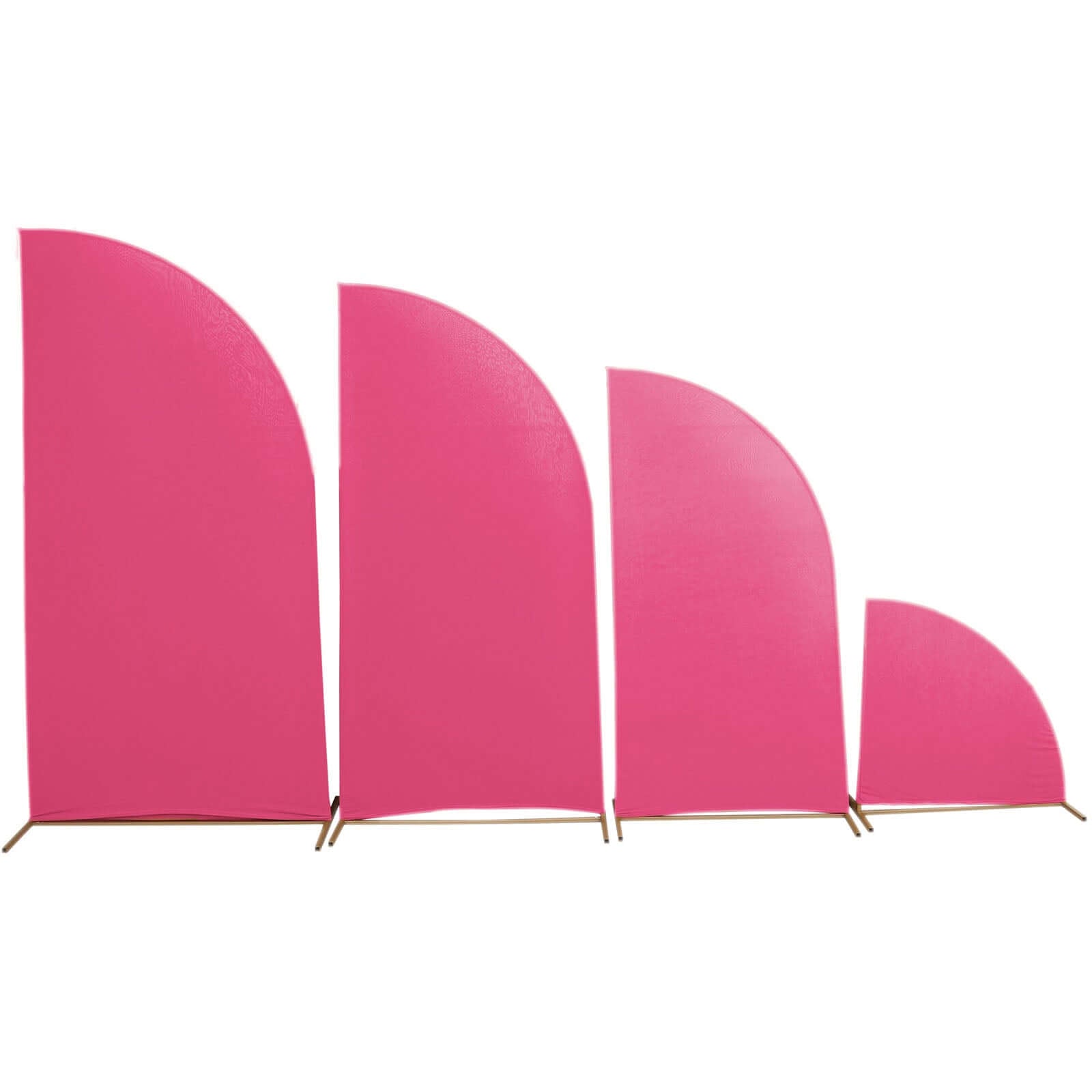 Hot Deal! Custom Fitted Set of 4 Matte Fuchsia Spandex Half Moon Wedding Arch Covers in 4 Sizes