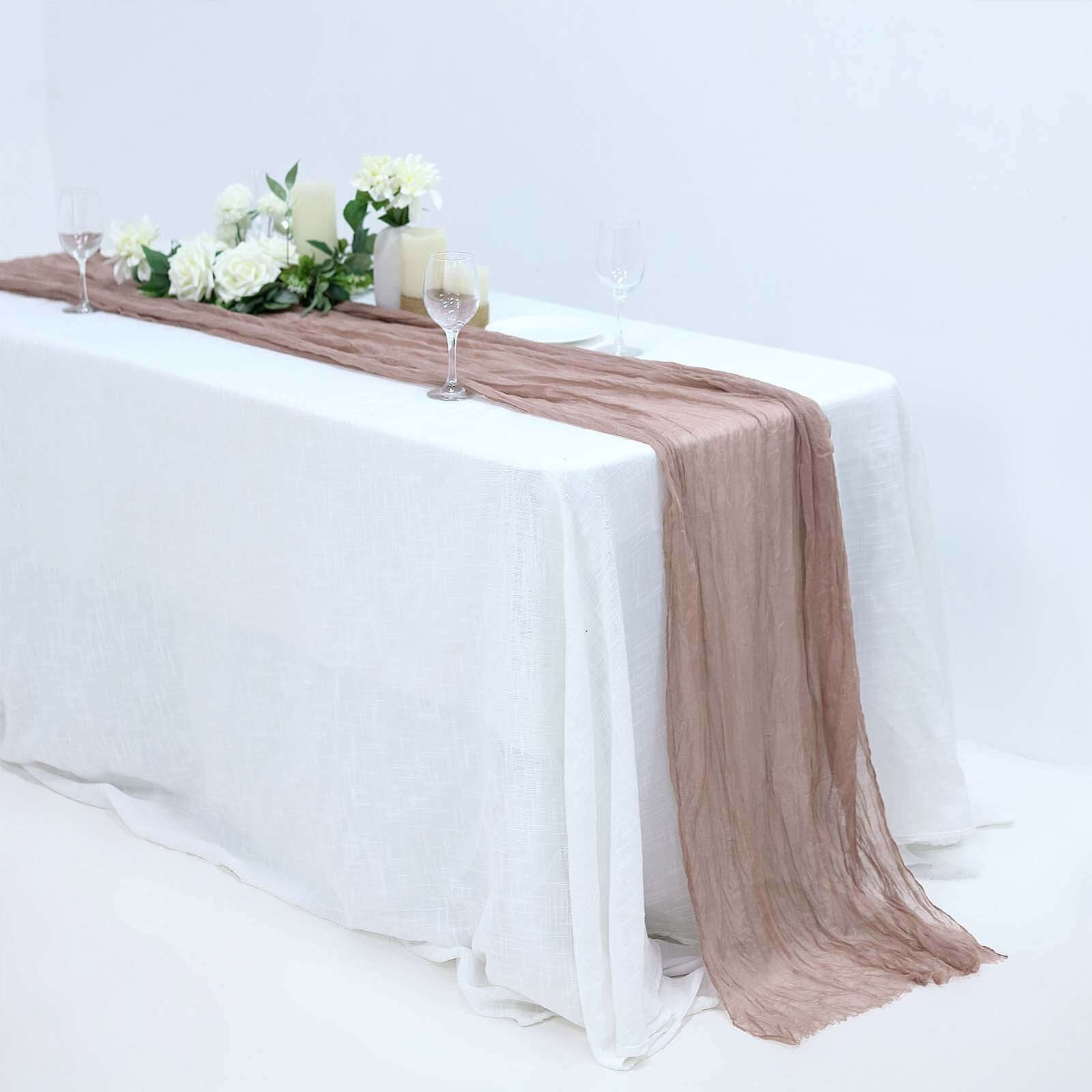Get This Rustic Boho Style 10ft Dusty Rose Gauze Cheesecloth Table Runner