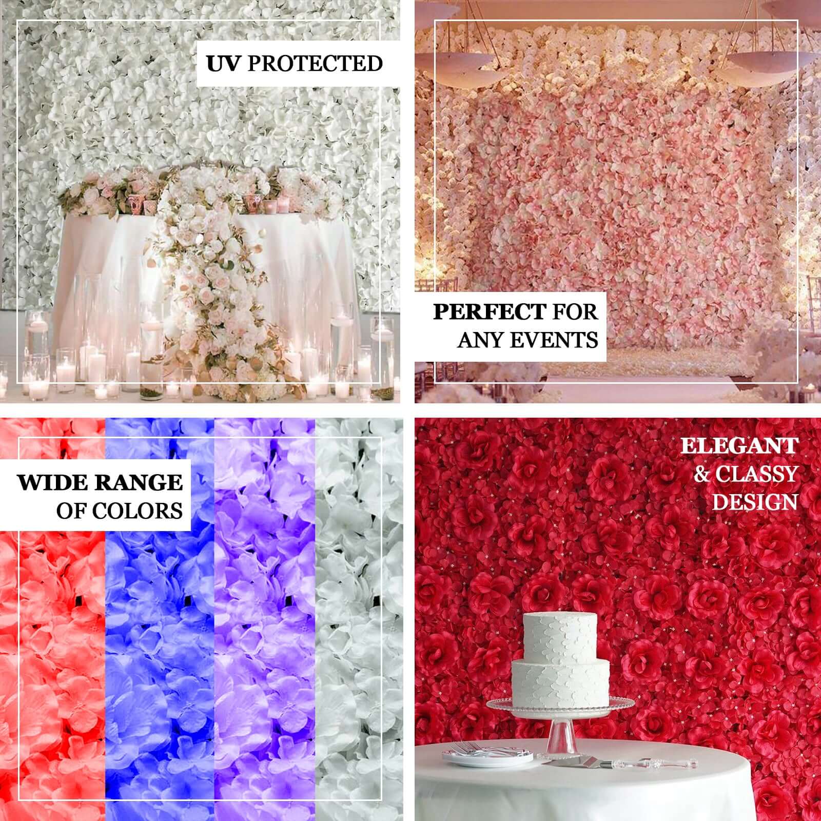 11 Sq ft. UV-Protected Blush Artificial Hydrangea Flower Wall Mat Backdrop - Set of 4 Panels