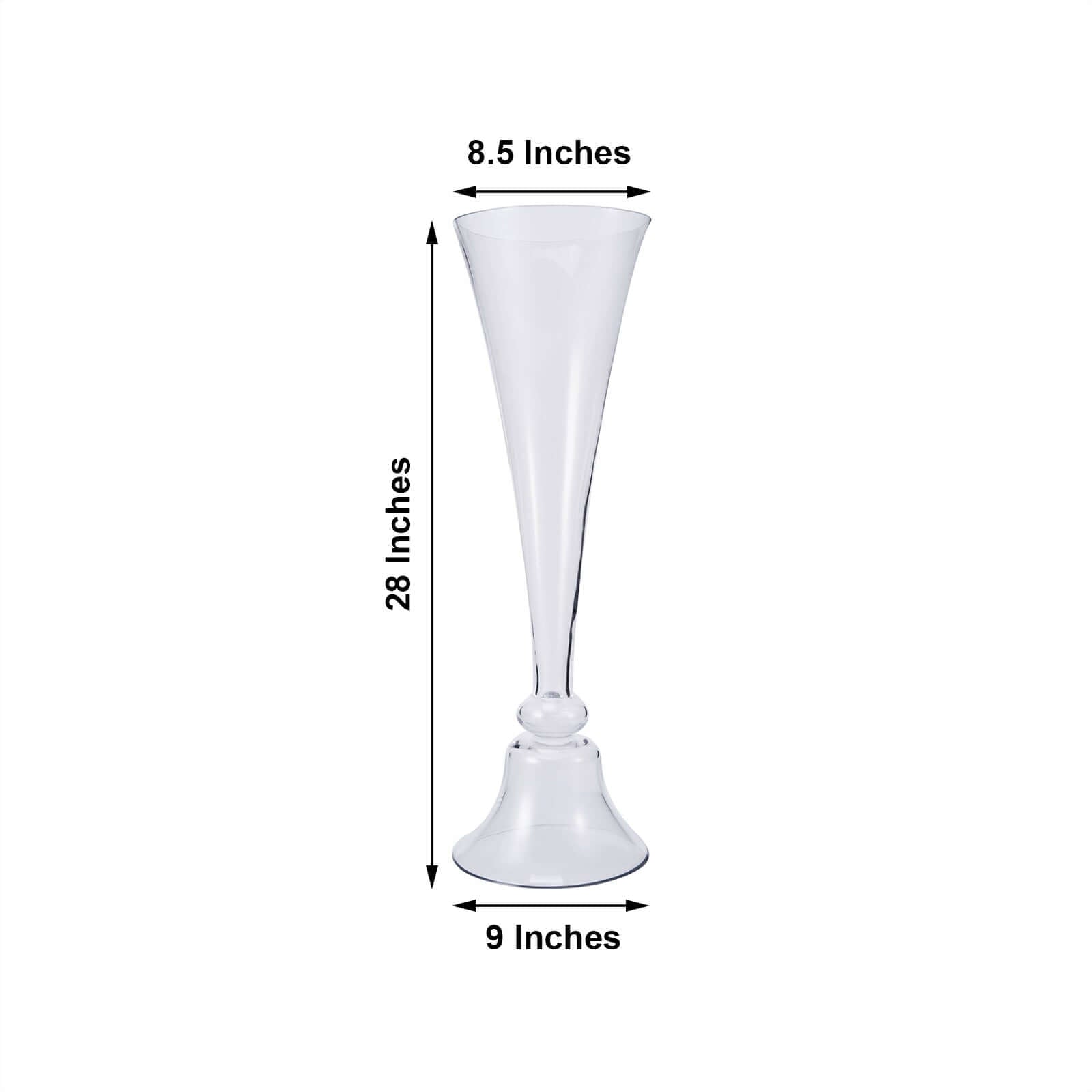 Amazing Set of 2 Clear Glass Trumpet Reversible Vases - 28