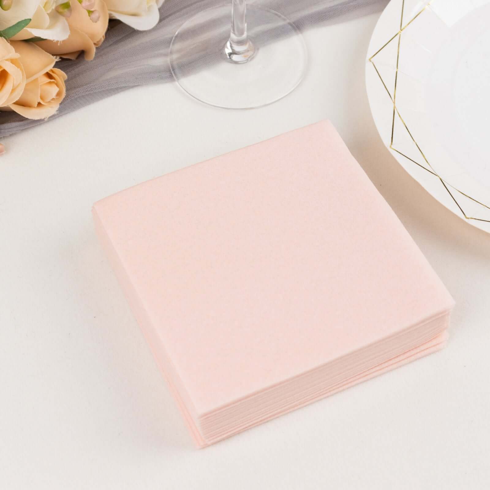 20-Piece Set of Blush 5x5 Airlaid Napkins - Soft, Absorbent & Linen-Like