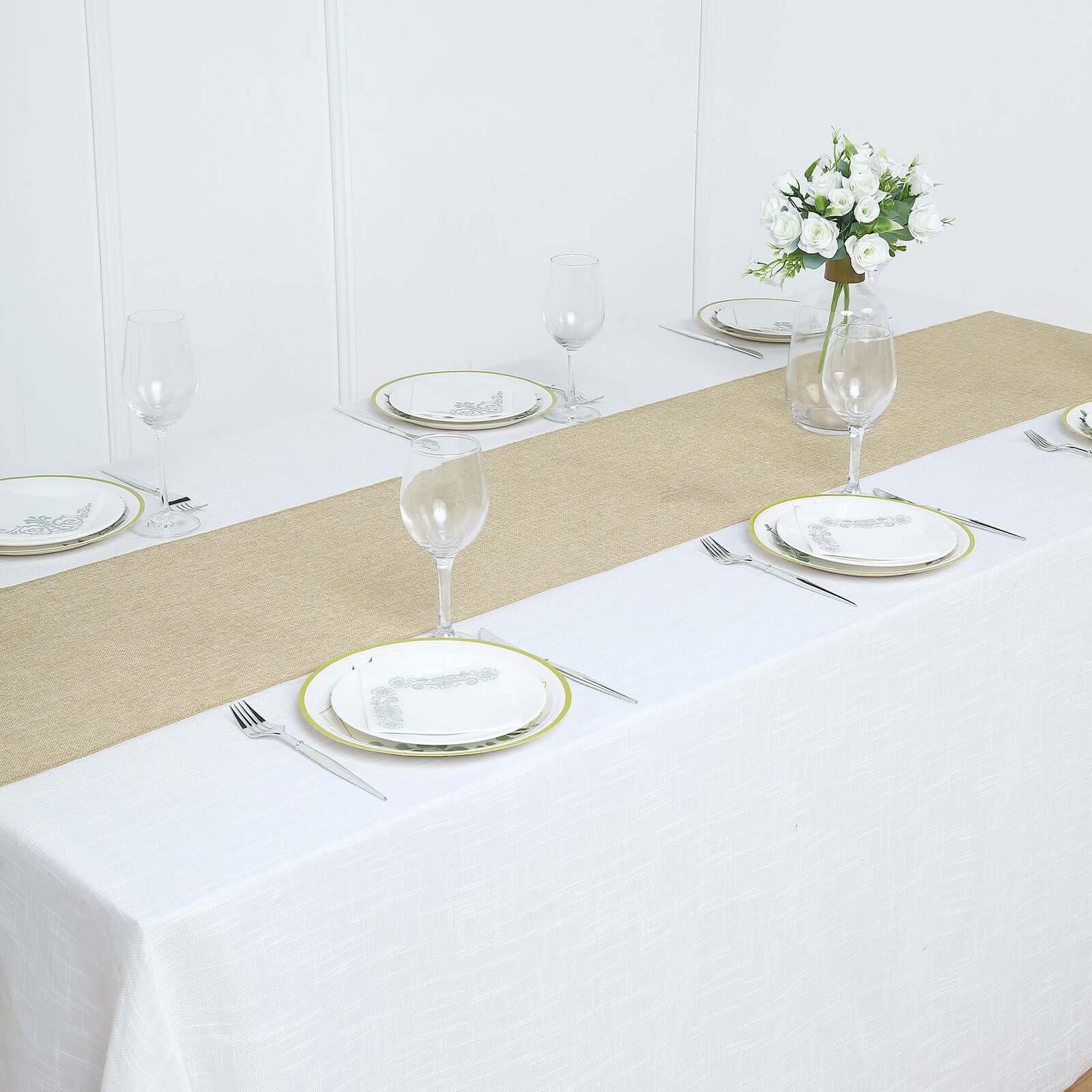 Hot! Natural Faux Linen 14x108 Table Runner for Rustic Decor
