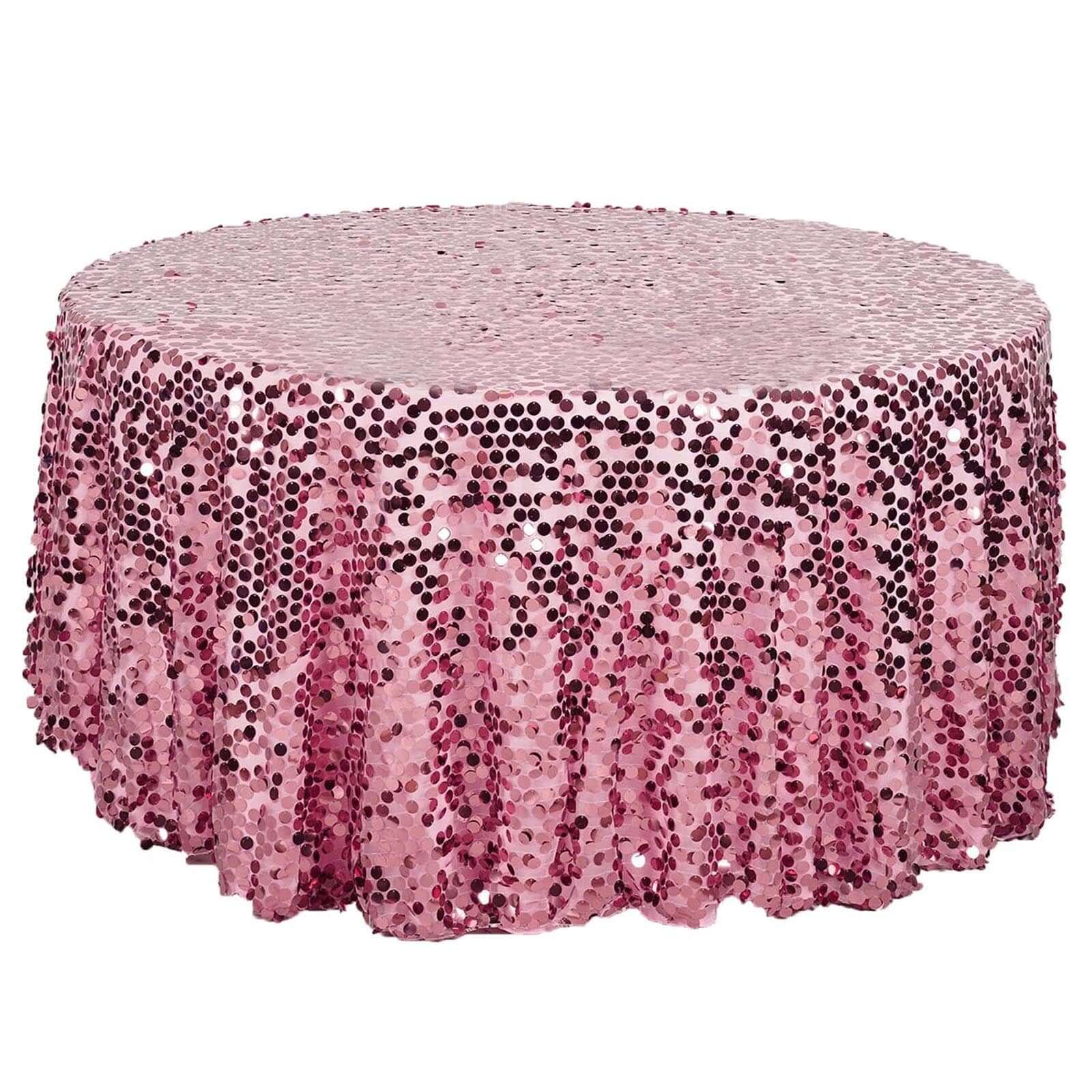 Hot Sale! Pink Sequin Round Tablecloth - 120