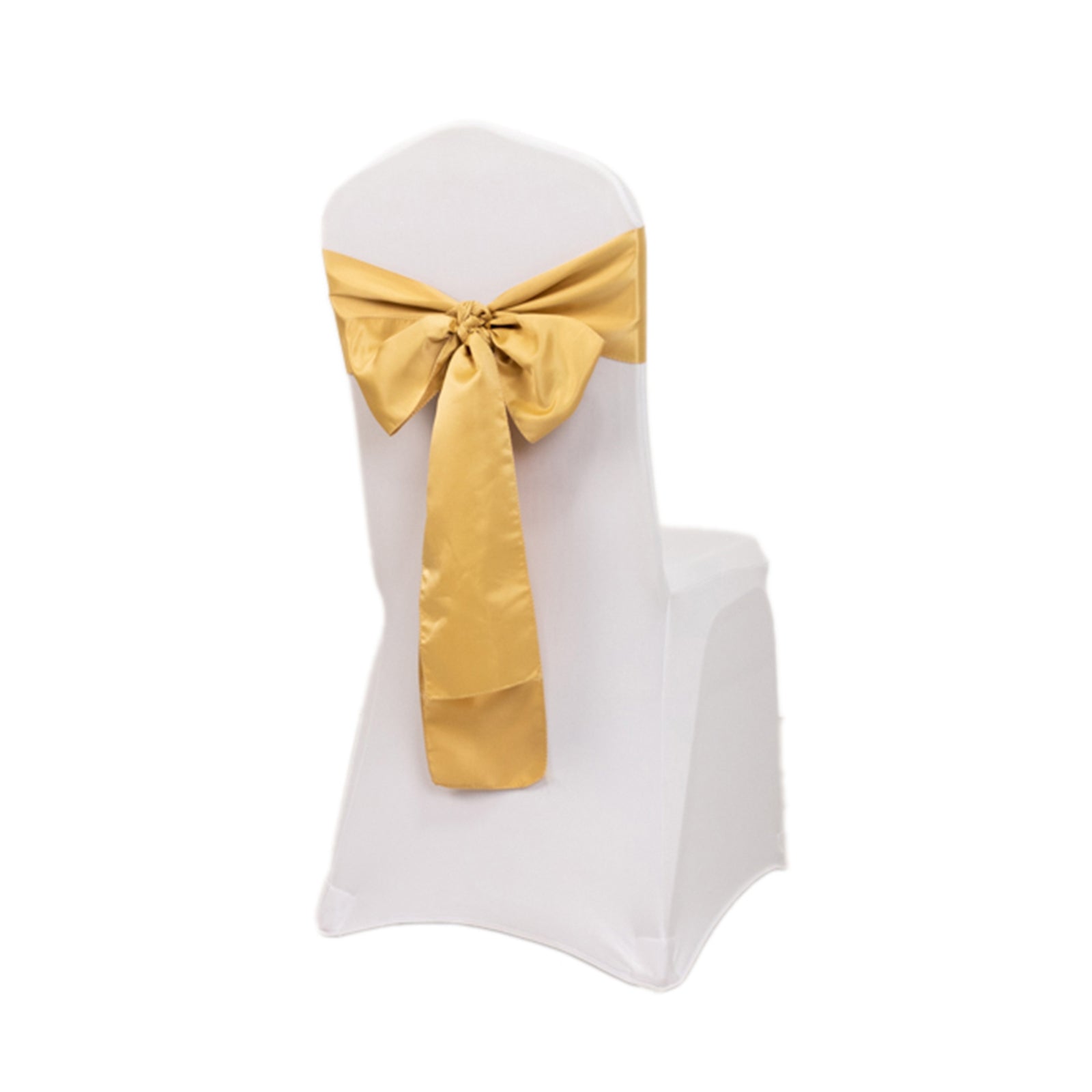 5-Pack Lamour Satin Chair Sashes in Champagne - High-Quality Reusable Decor for Events