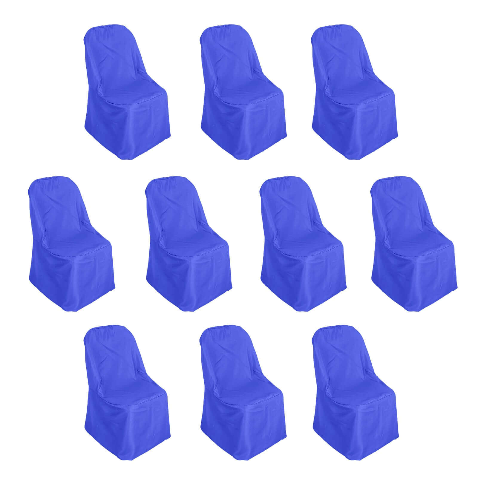 10-Pack Royal Blue Polyester Slip-On Chair Covers for Banquets - Stain & Wrinkle Resistant